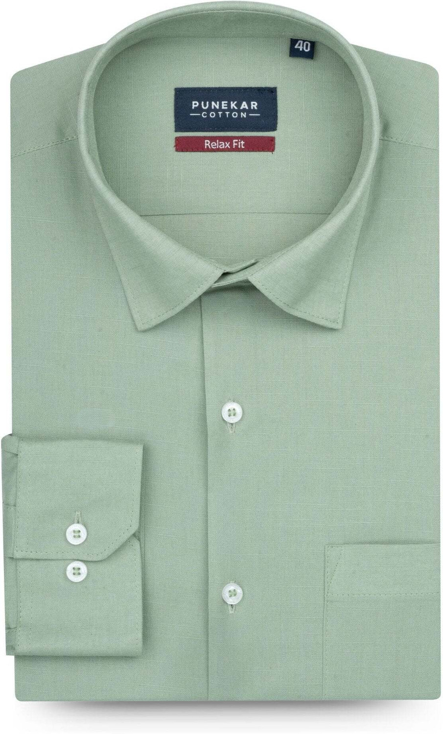 Image of Punekar Cotton Men Regular Fit Solid Spread Collar Casual Shirt