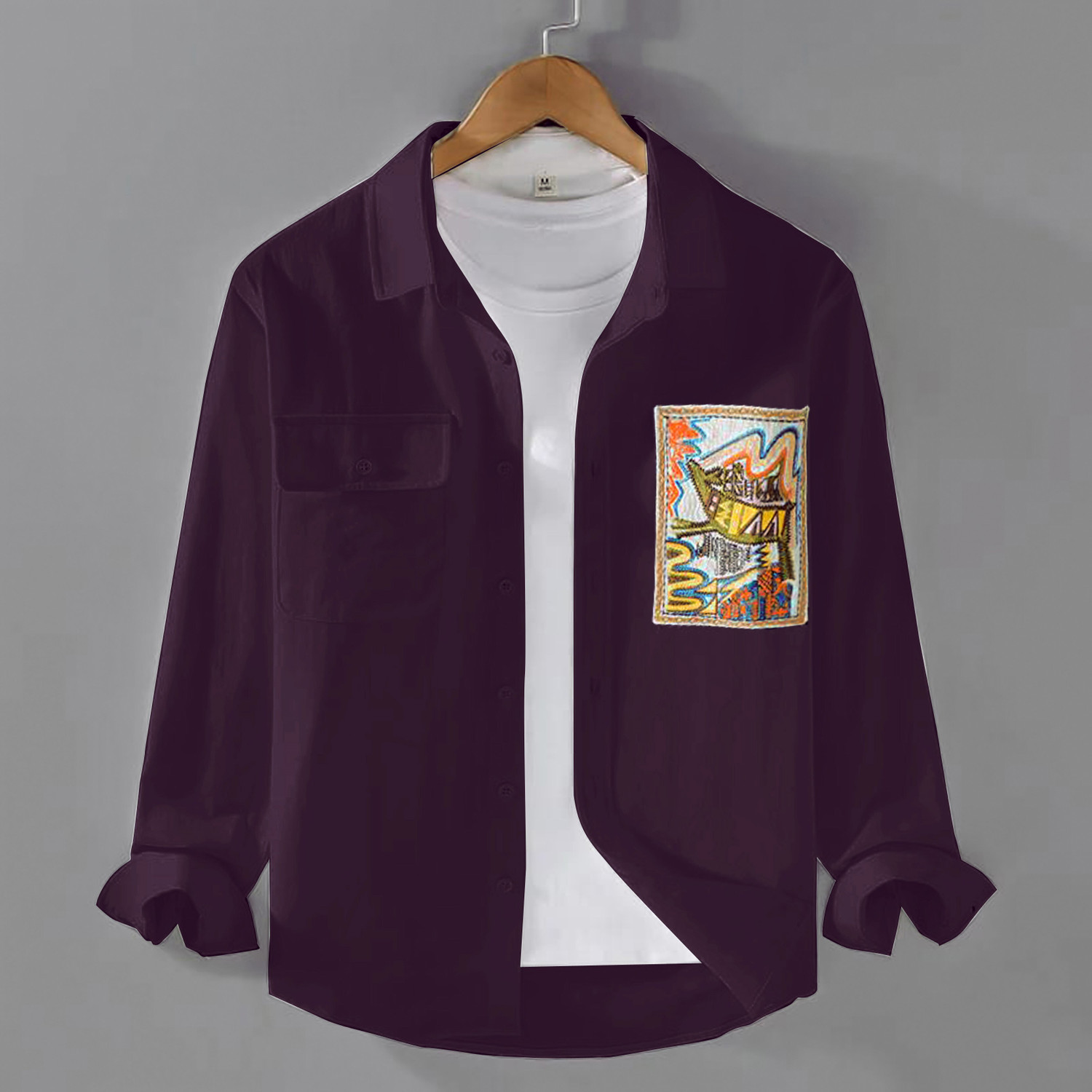 Image of Nortex Men Printed, Solid Casual Purple Shirt