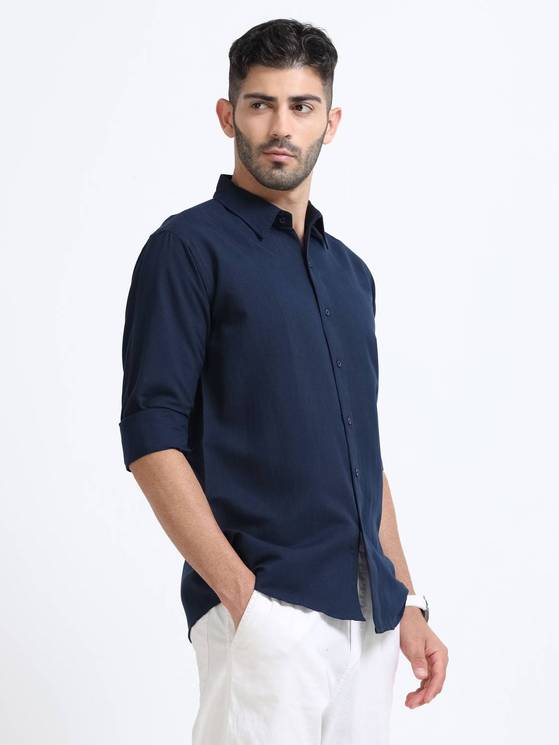 WHISQ Men Dark Blue Casual Shirt - Image 3