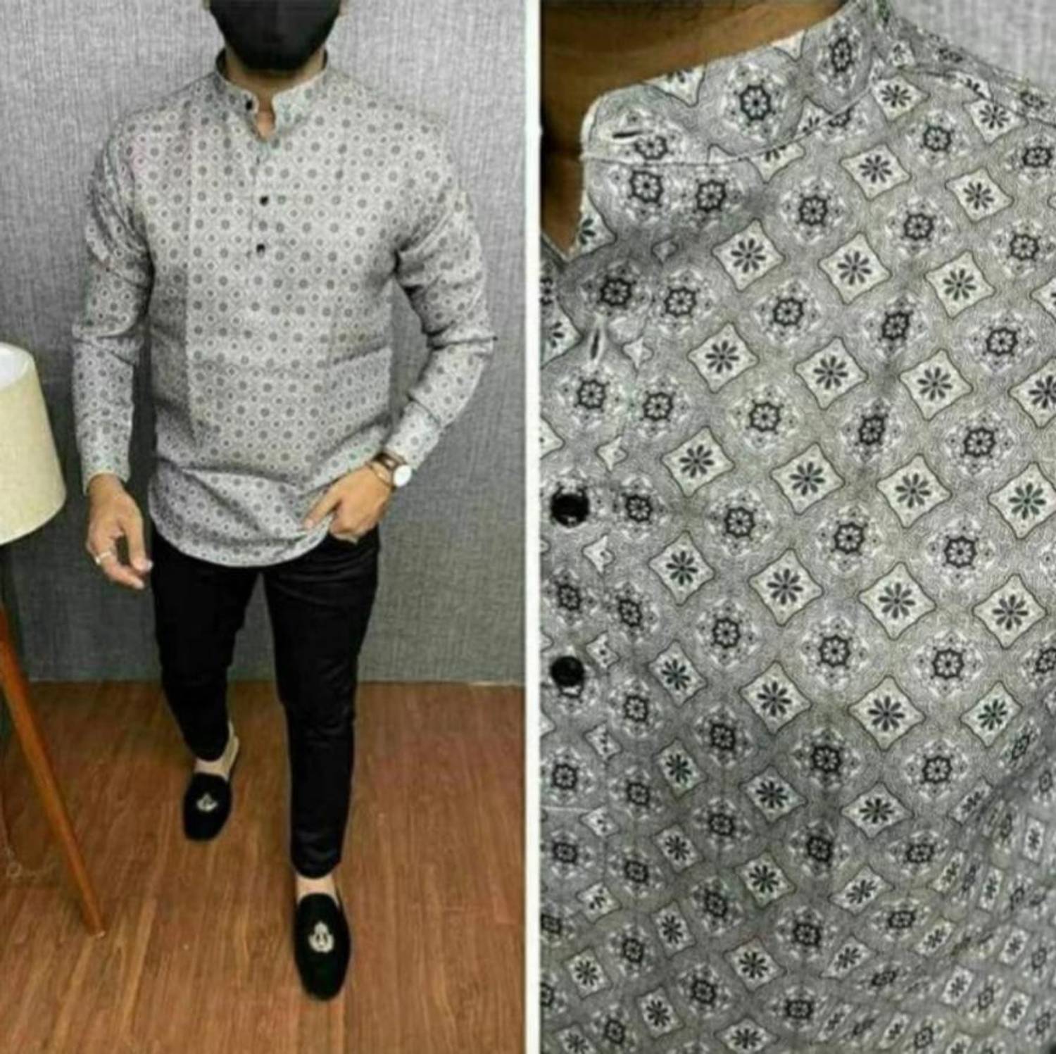 ALVIN ENTERPRISE Men Printed Casual Grey Shirt