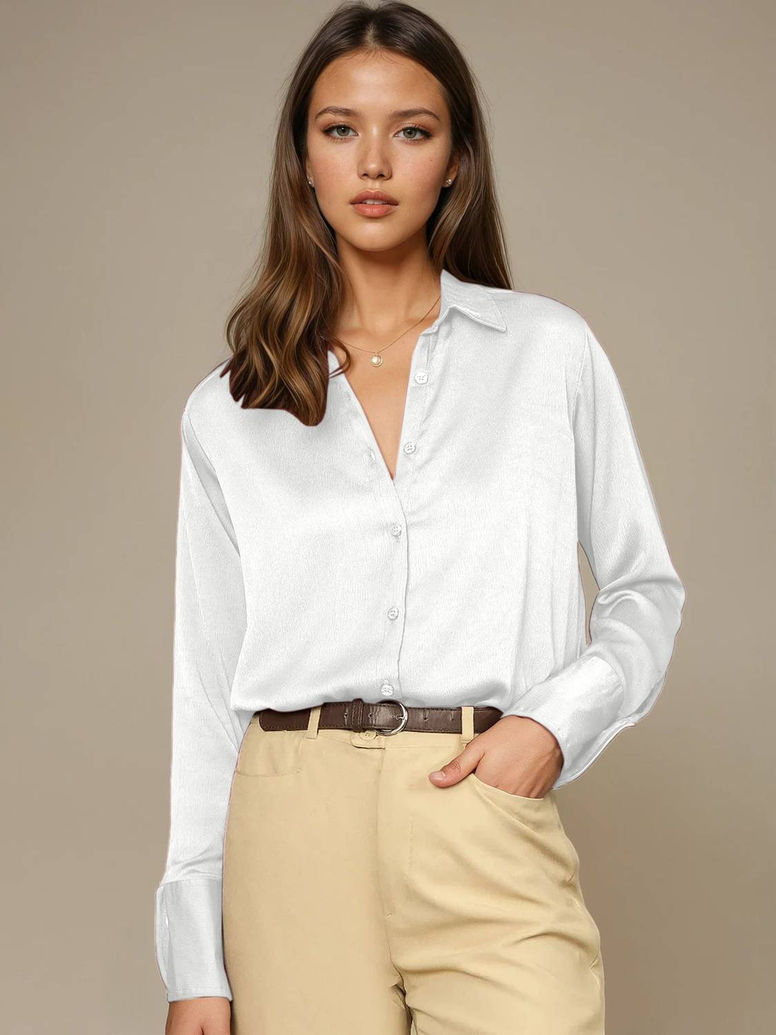 Aahwan Women Solid Casual White Shirt