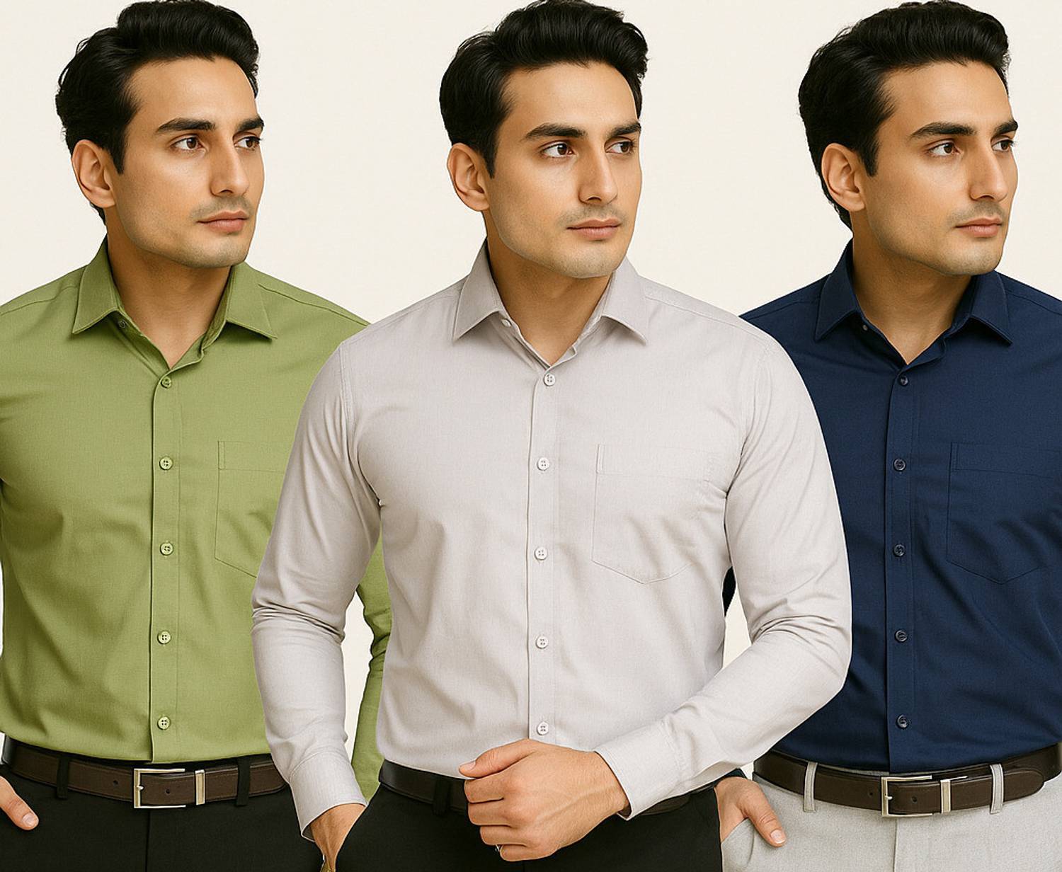 youth first Men Regular Fit Solid Spread Collar Party Shirt (Pack