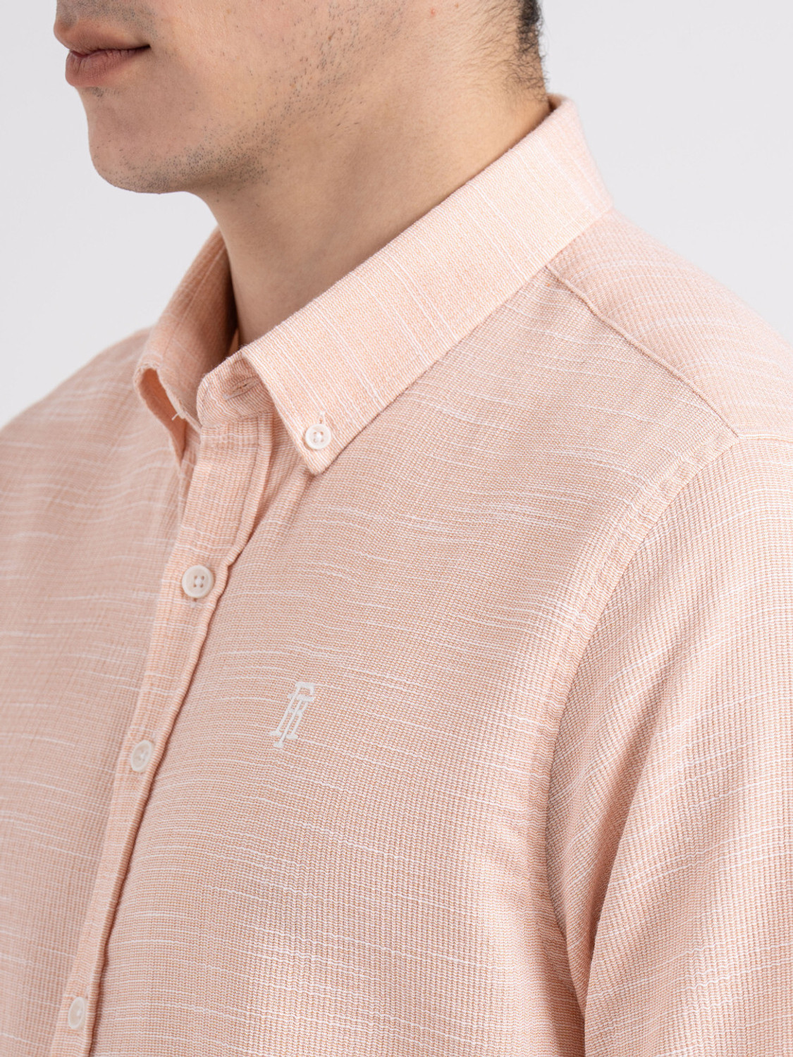 Image of RED TAPE Men Self Design Formal Pink Shirt