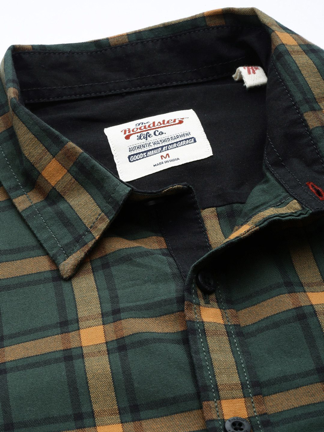 Image of Roadster Men Checkered Casual Green Shirt