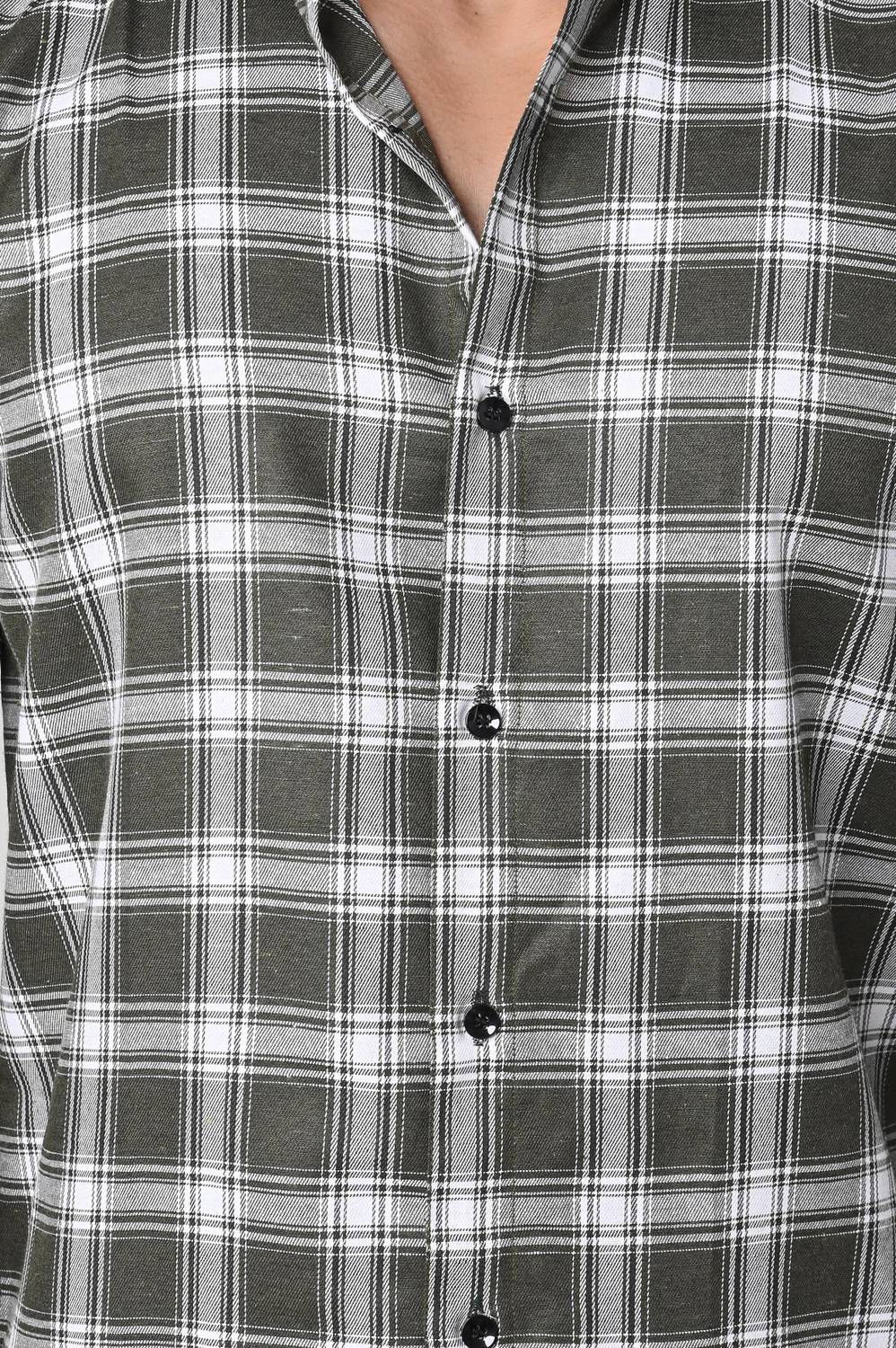 BLEZZA Men Green, White Checkered Shirt - Image 3