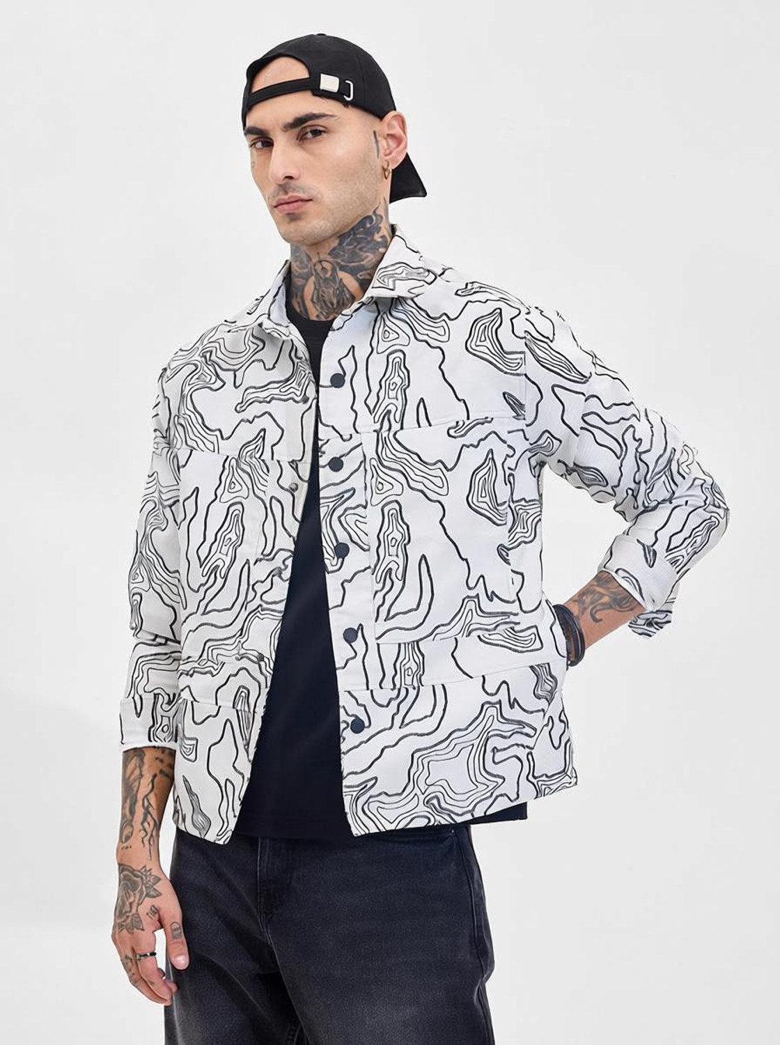 Image of Snitch Men Printed Casual White Shirt