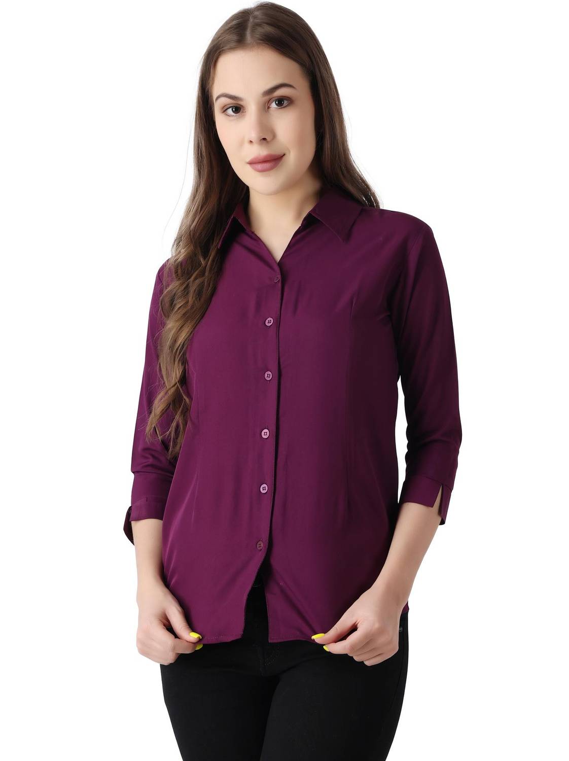 Prieto Women Solid Casual Maroon Shirt