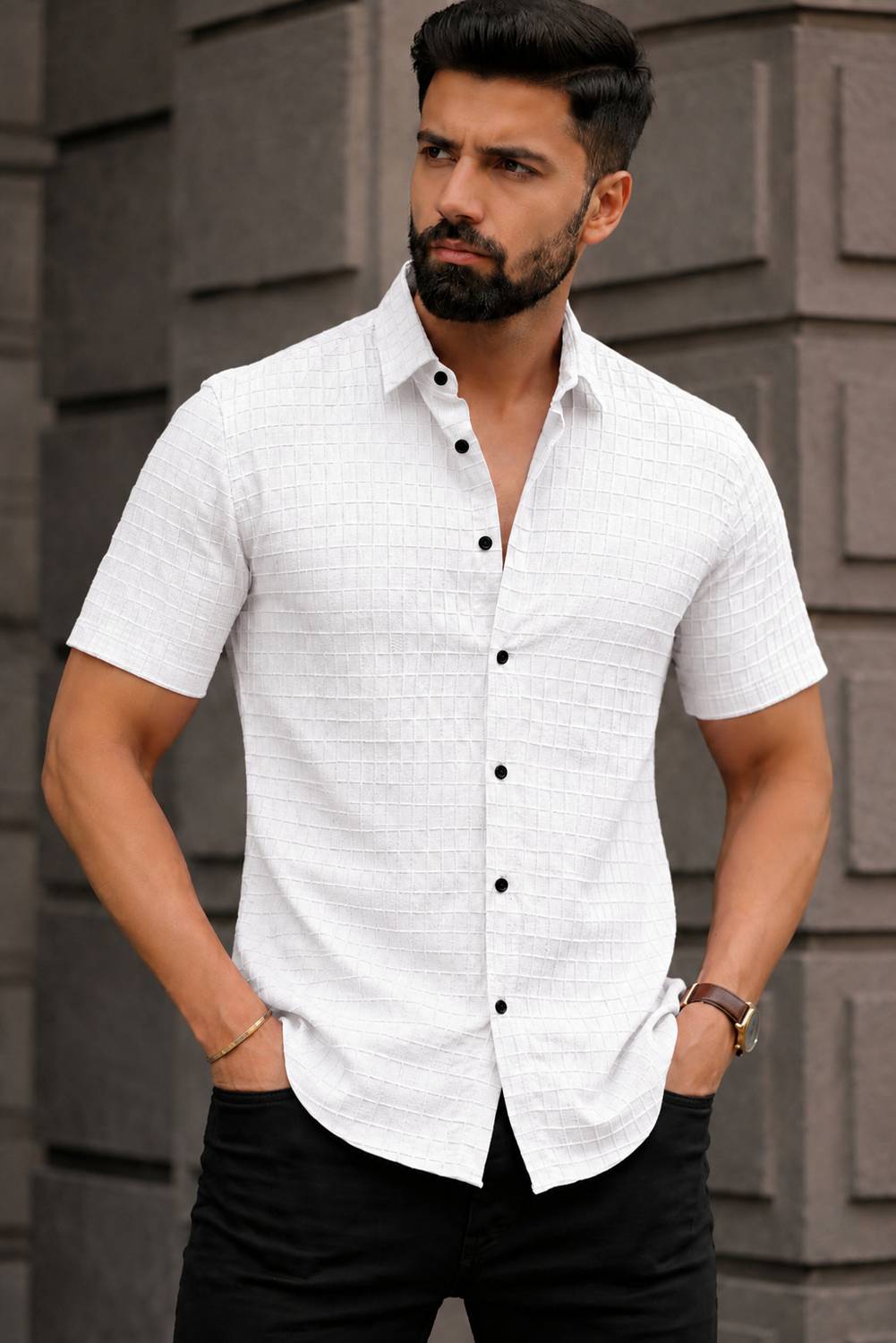 COMBRAIDED Men White, Maroon Shirt - Image 4