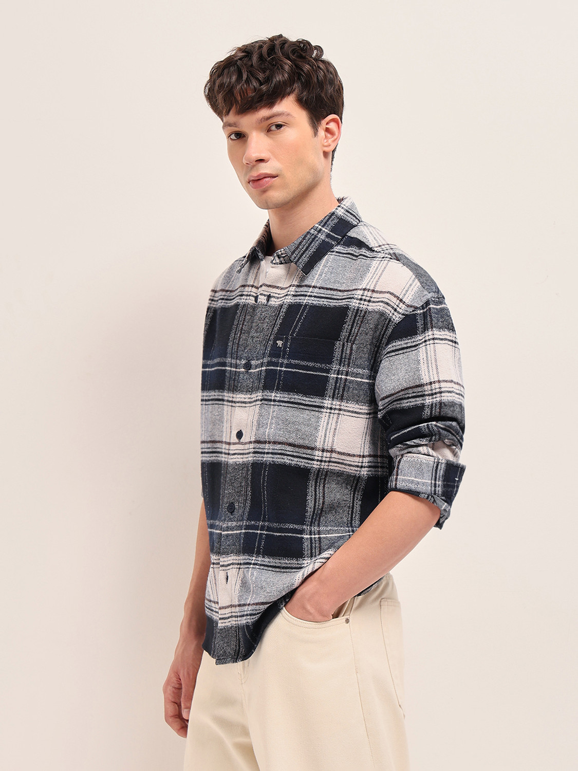Image of THE BEAR HOUSE Men Checkered Casual Multicolor Shirt