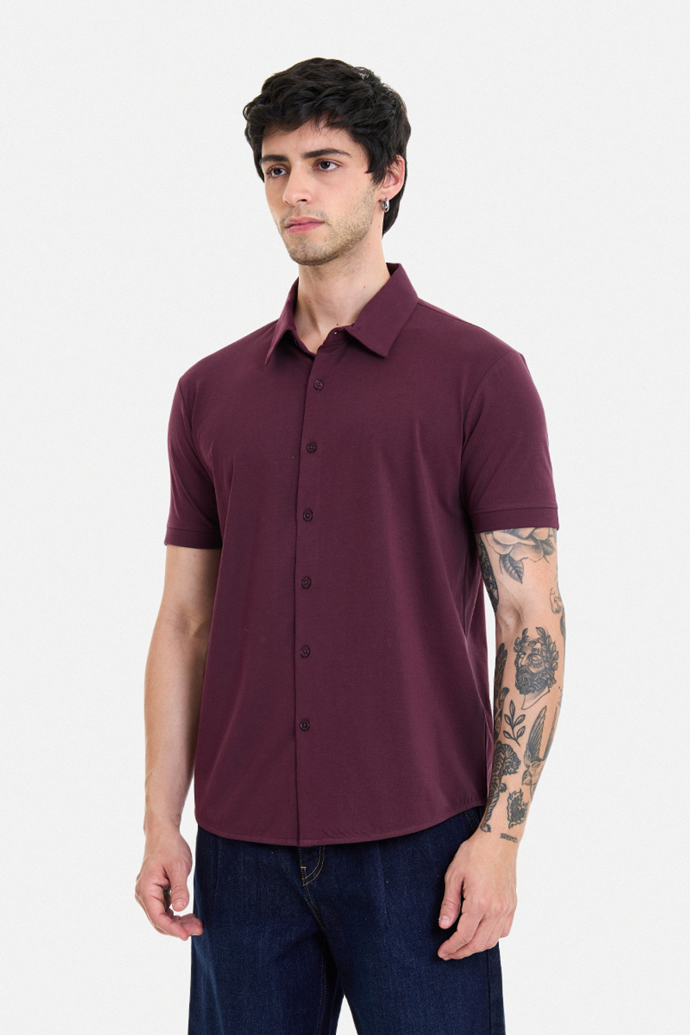 Image of Snitch Men Regular Fit Solid Spread Collar Casual Shirt