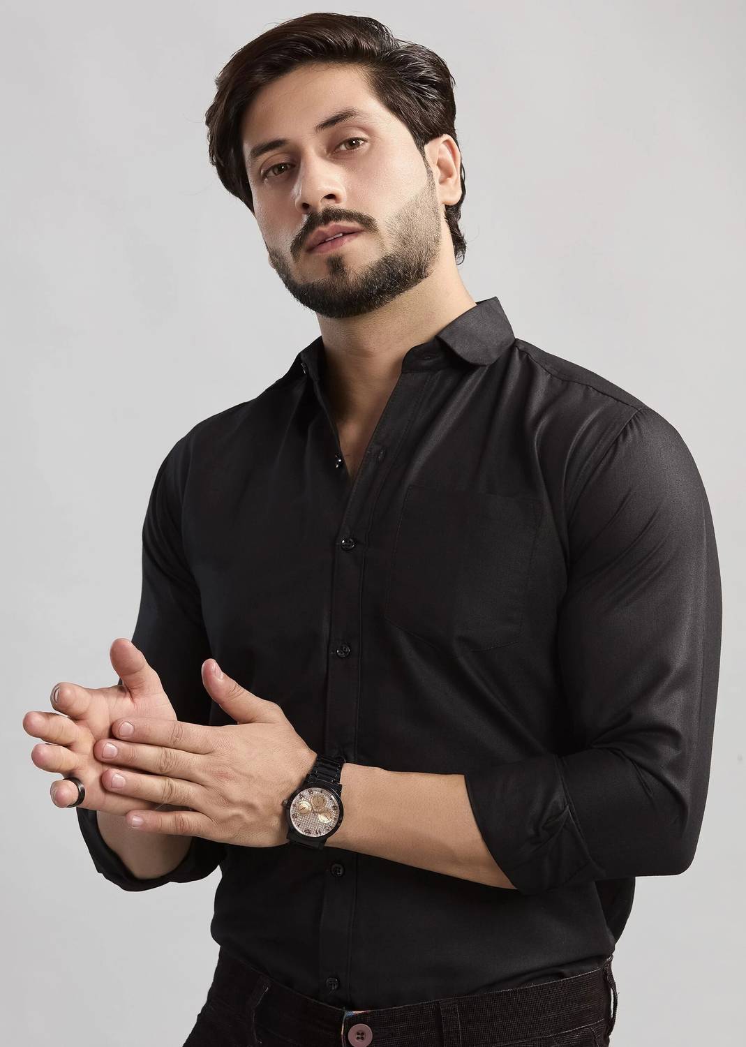 STONEBERG Men Slim Fit Solid Spread Collar Formal Shirt