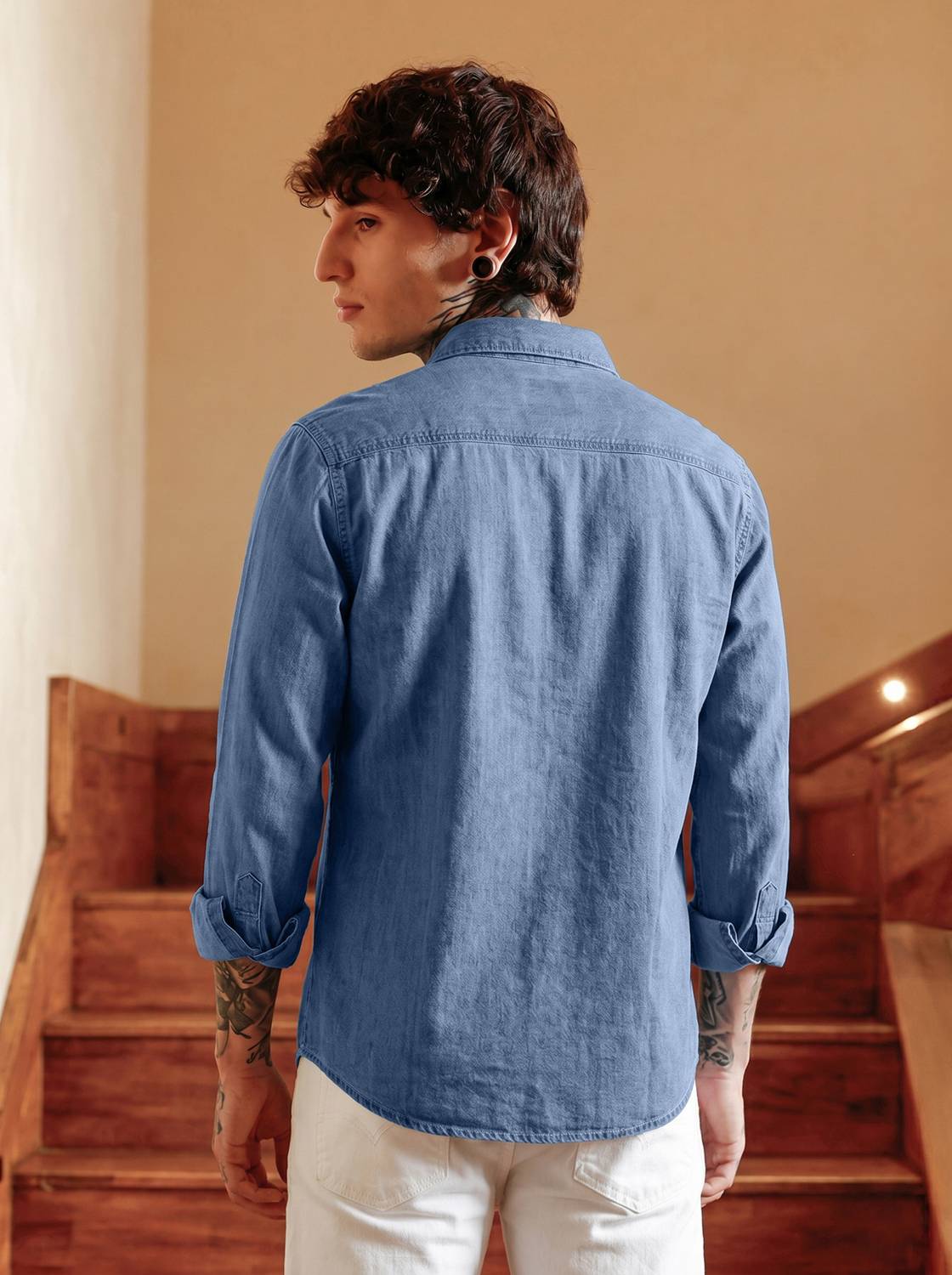 FABFARM Men Light Blue Casual Shirt - Image 2