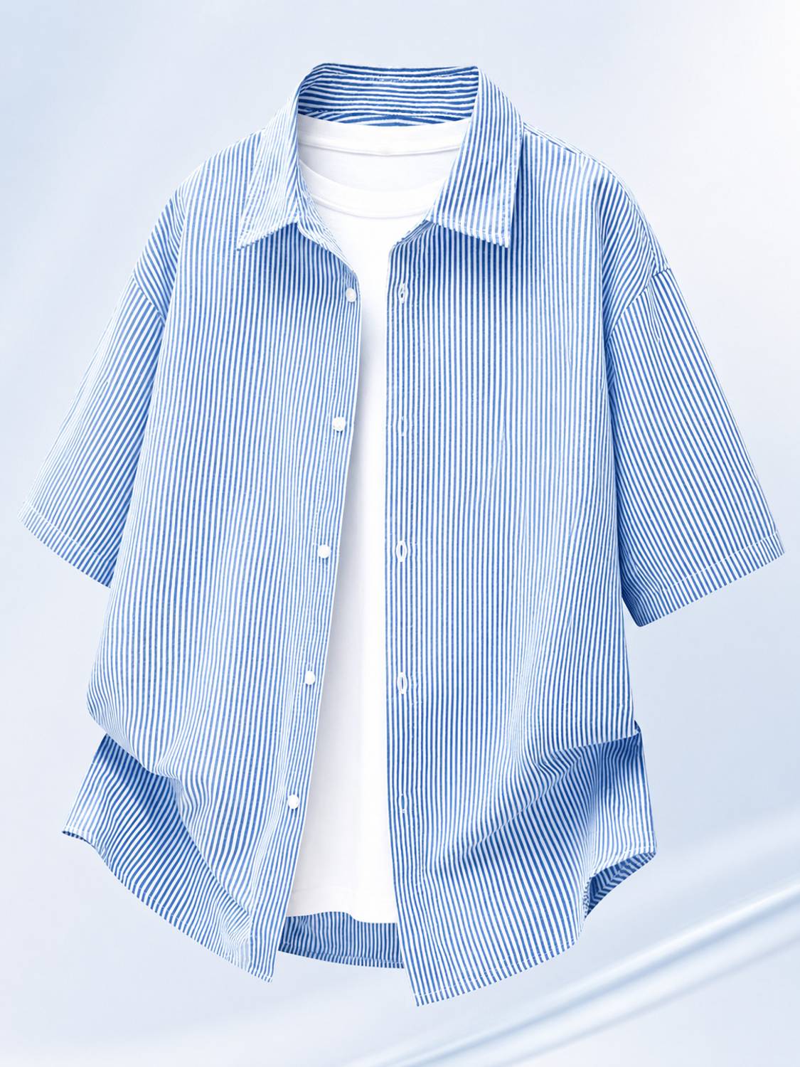 Asta Moda Men Striped Casual Blue, White Shirt - Image 1