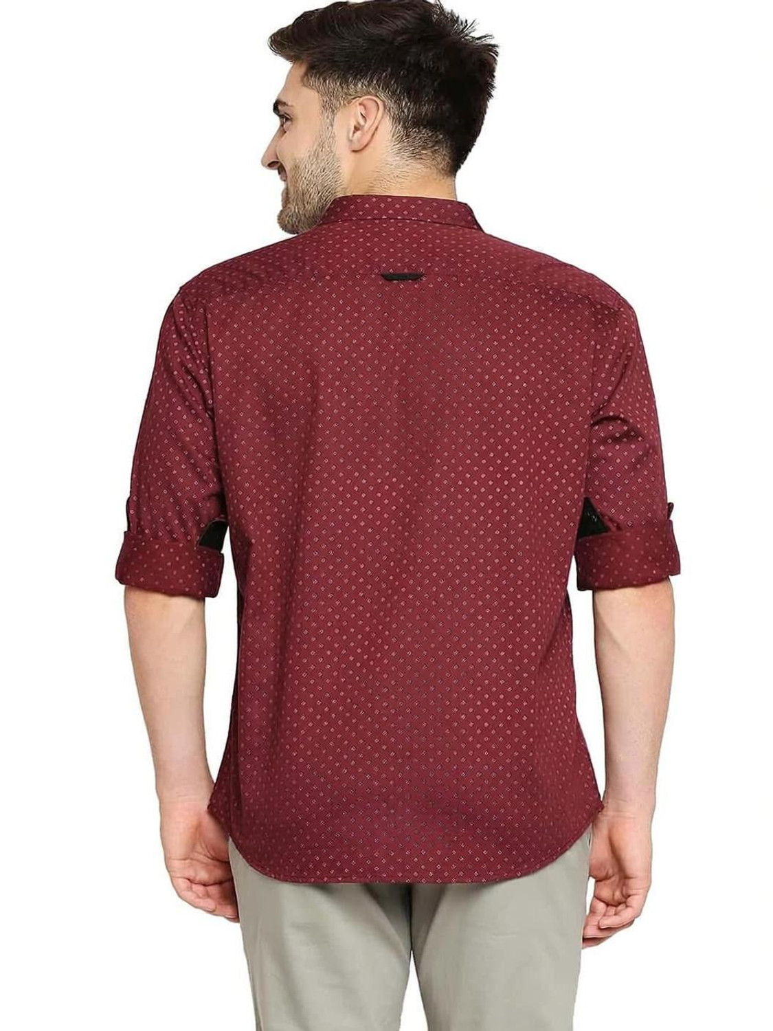 Image of BASICS Men Printed Casual Red Shirt