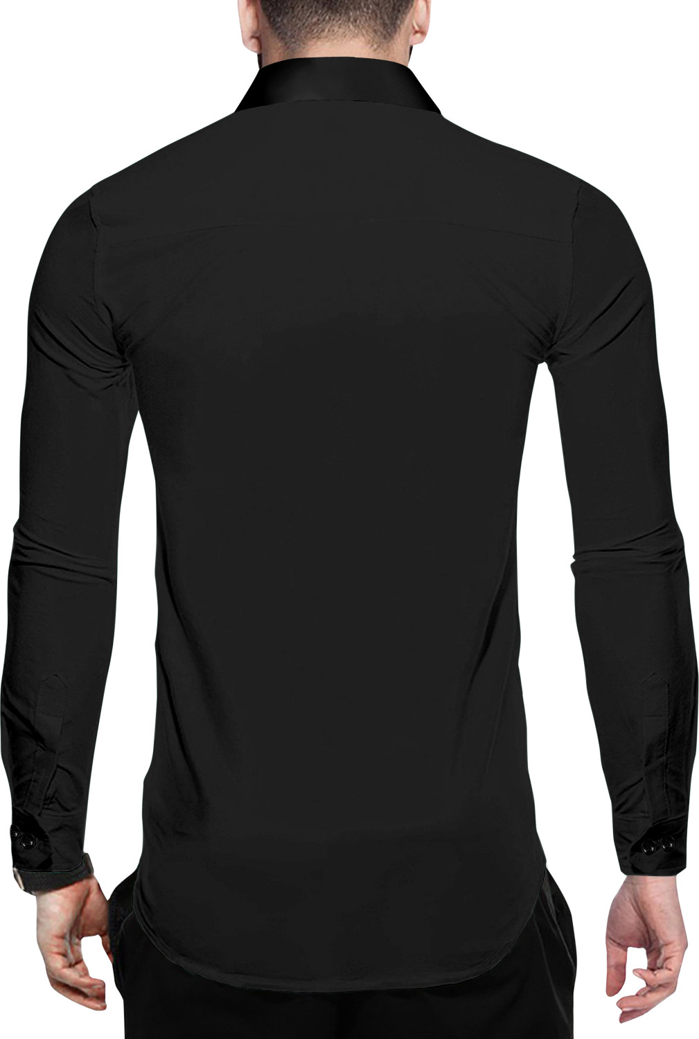 Image of IKON FASHION Men Solid Casual Black Shirt