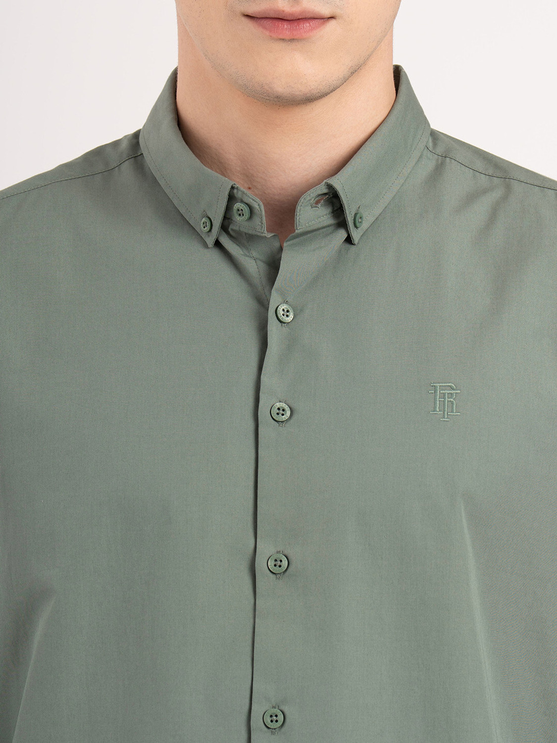 Image of RED TAPE Men Solid Casual Green Shirt