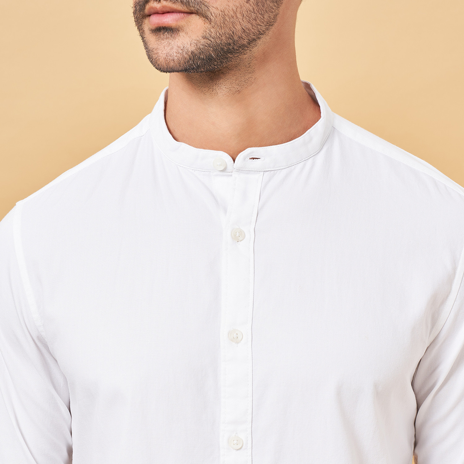 Image of Byford by Pantaloons Men Solid Casual White Shirt