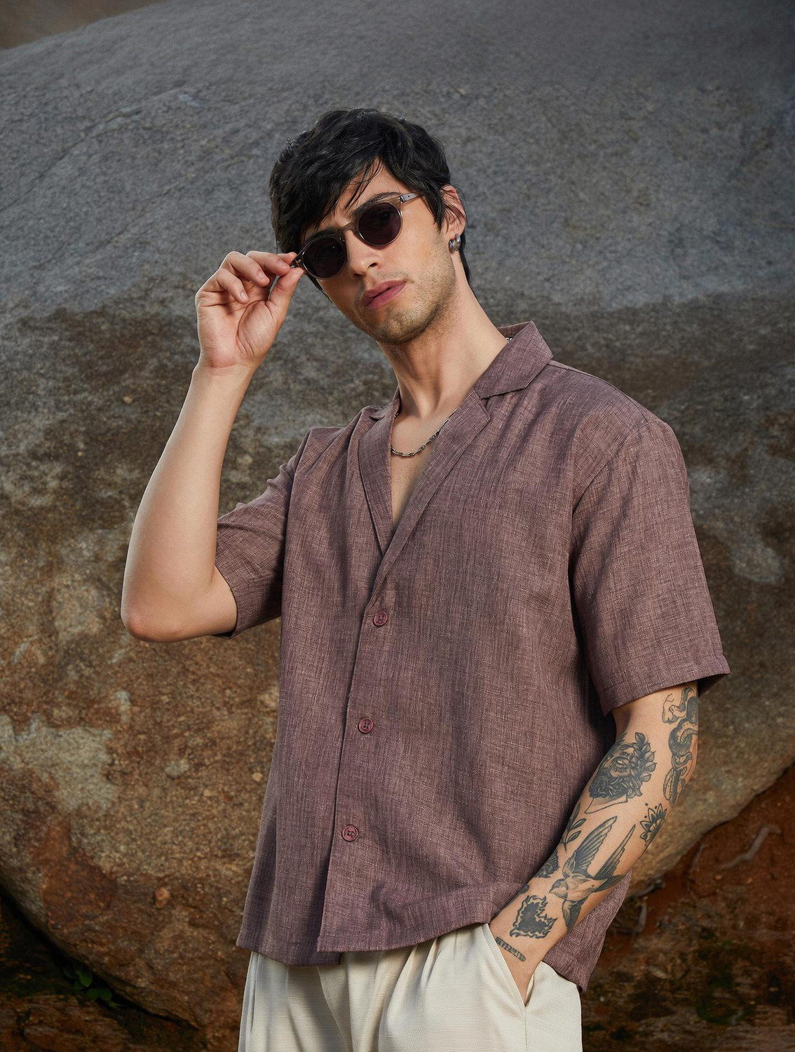 Image of CAMPUS SUTRA Men Solid Casual Brown Shirt