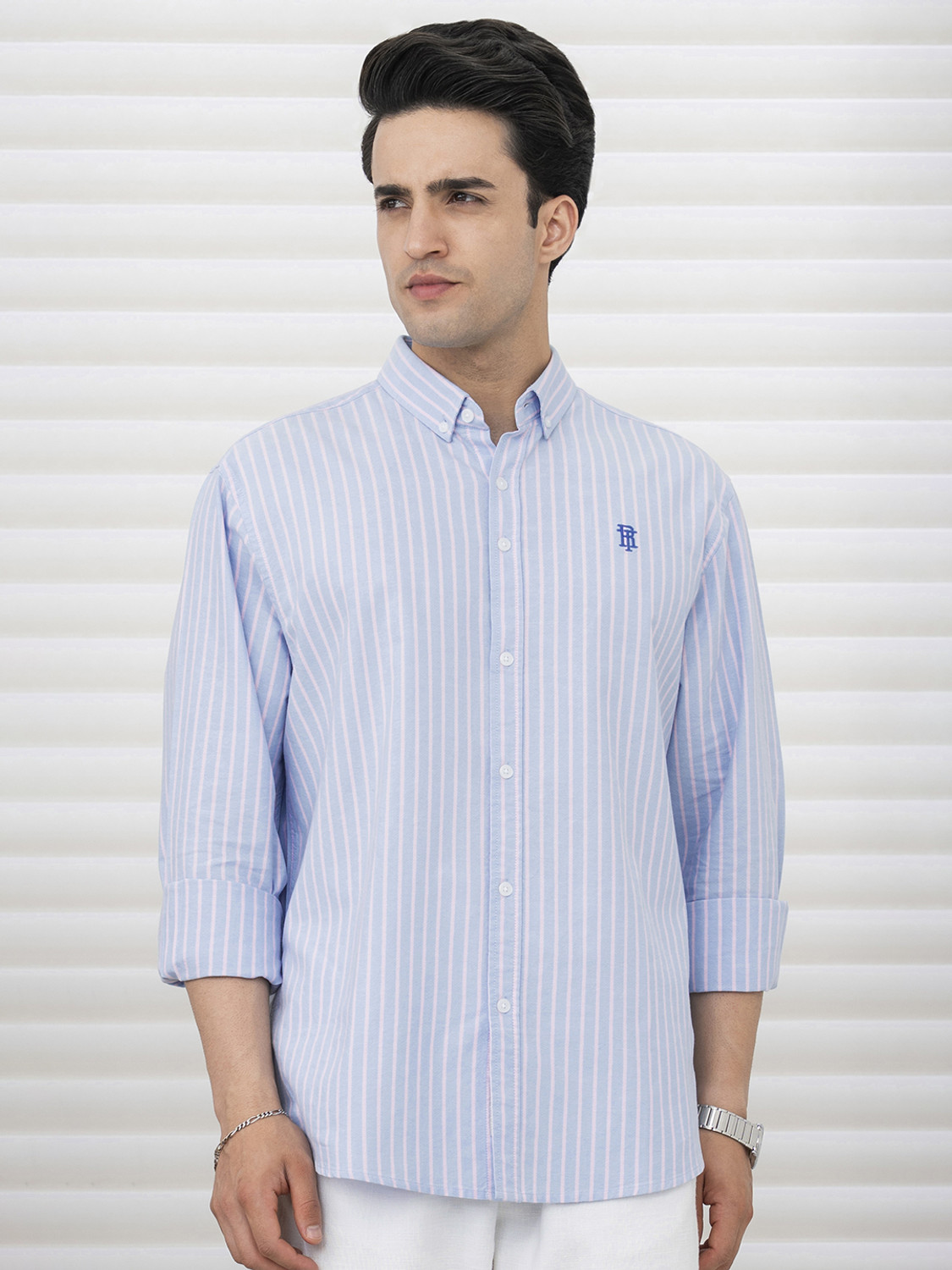 Image of RED TAPE Men Striped Casual Blue Shirt