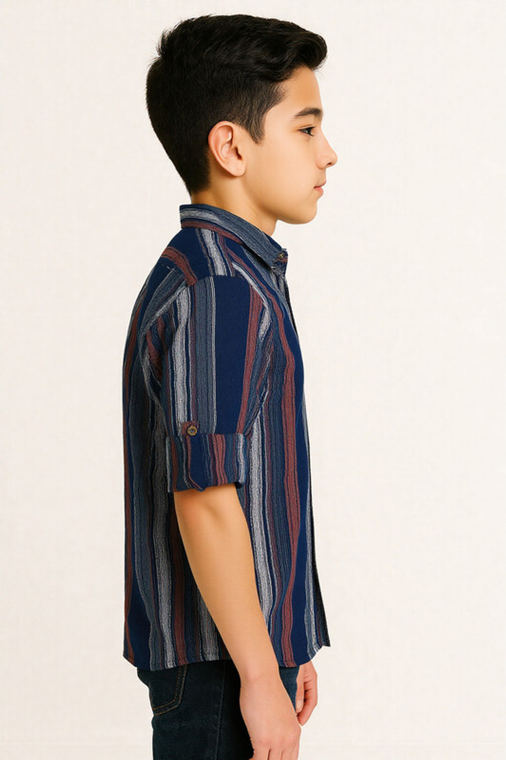 Image of CAVIO Boys Striped Casual Brown Shirt