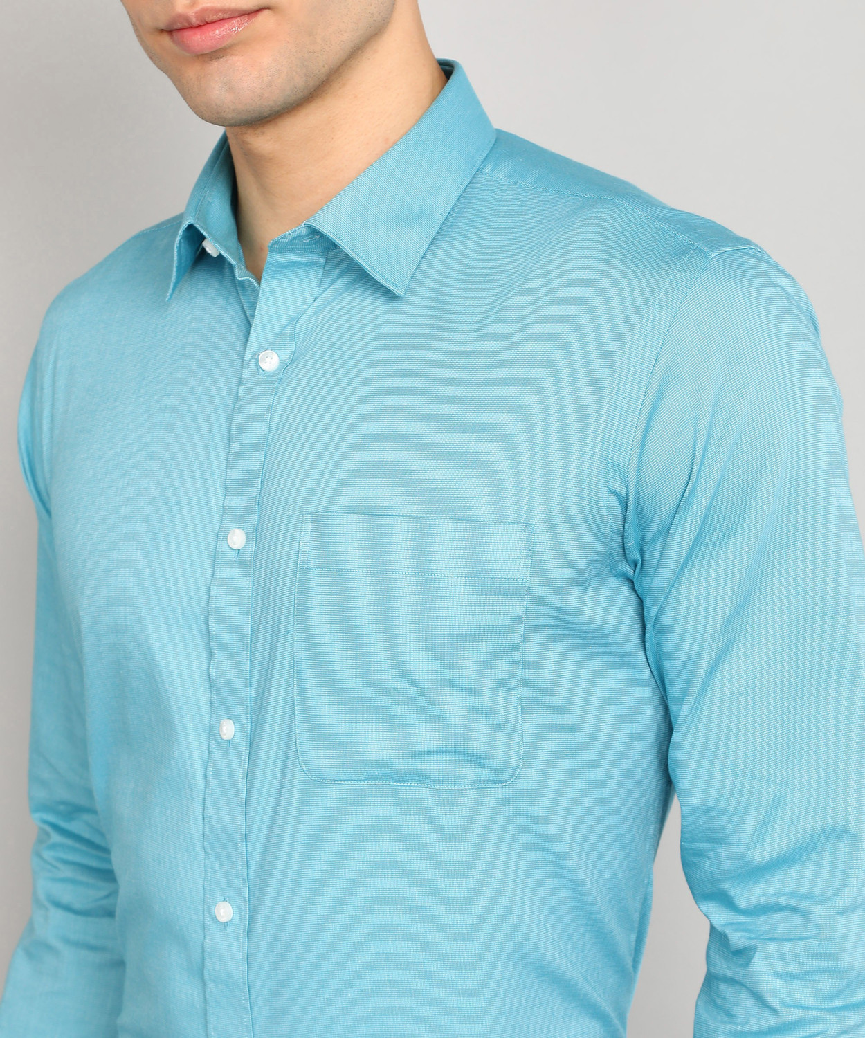 Image of Raymond Men Self Design Formal Light Blue Shirt