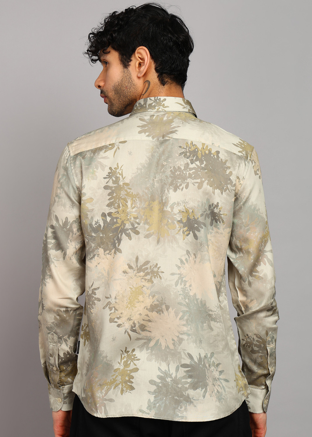 Image of FLYING MACHINE Men Printed Casual Green Shirt