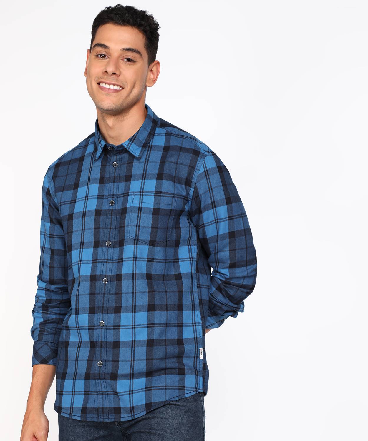 BEAT LONDON by Pepe Jeans Men Checkered Casual Blue Shirt