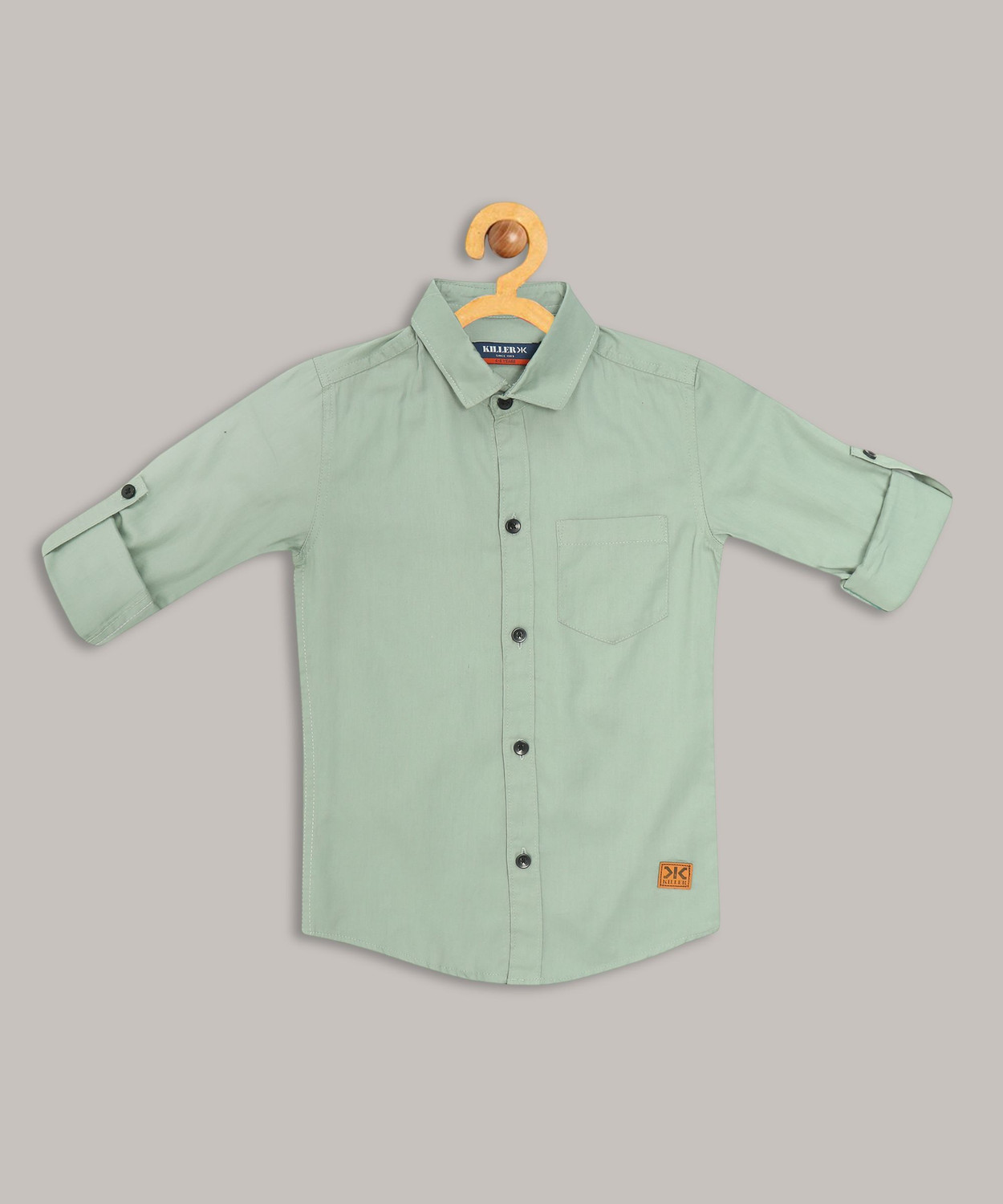Image of KILLER Boys Solid Casual Light Green Shirt