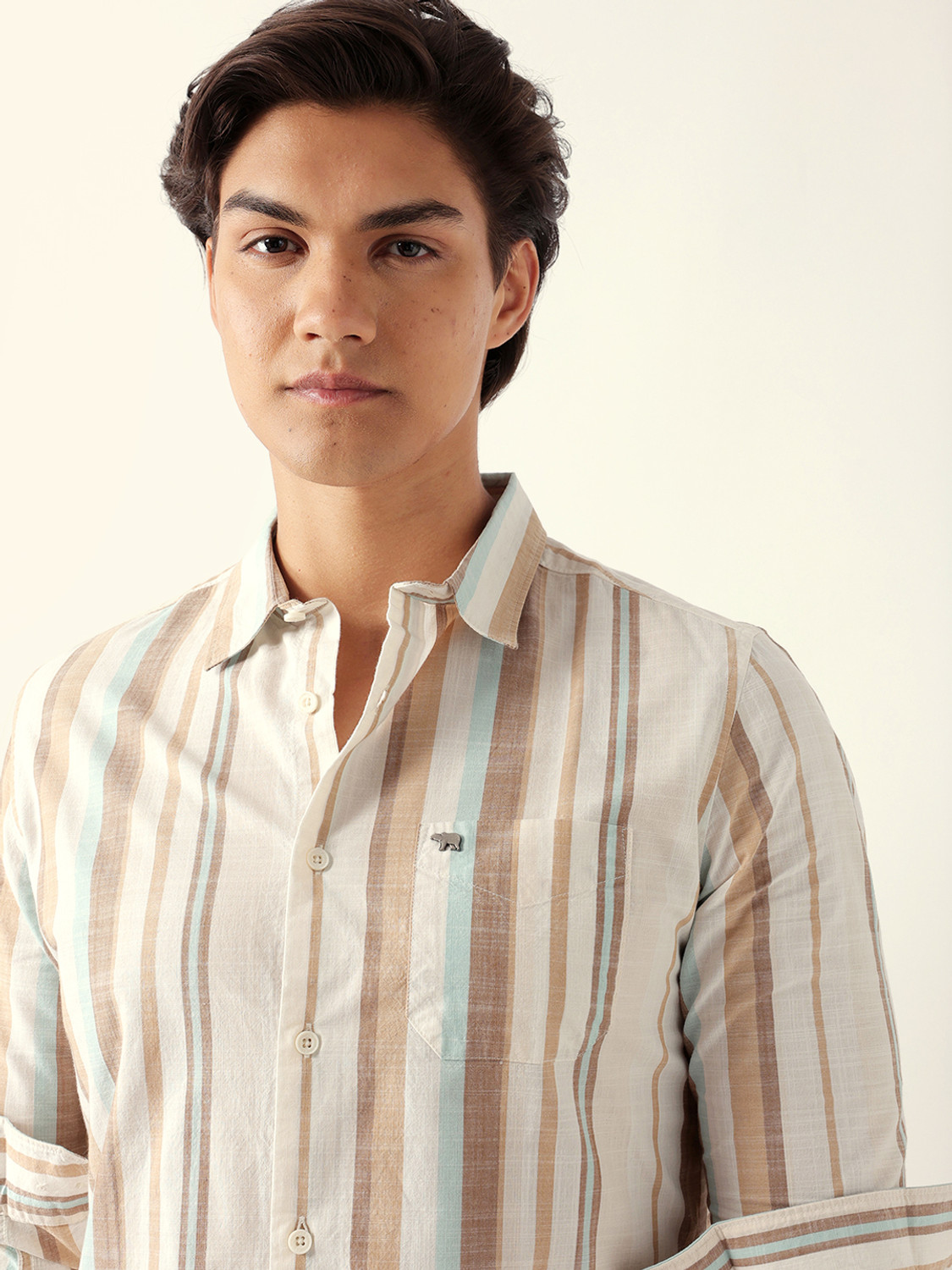 Image of THE BEAR HOUSE Men Striped Casual Multicolor Shirt