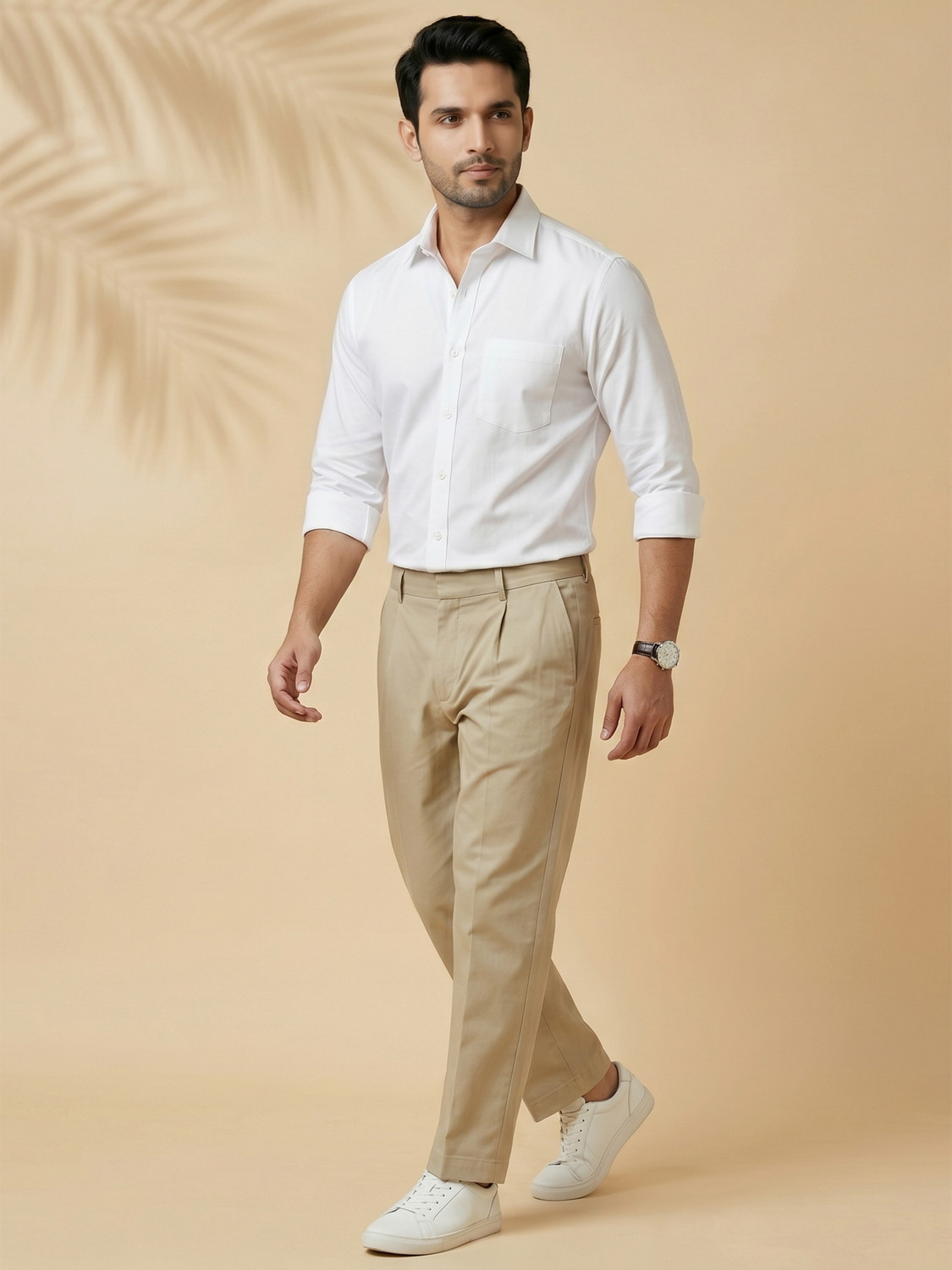Image of METRONAUT Men Solid Formal White Shirt