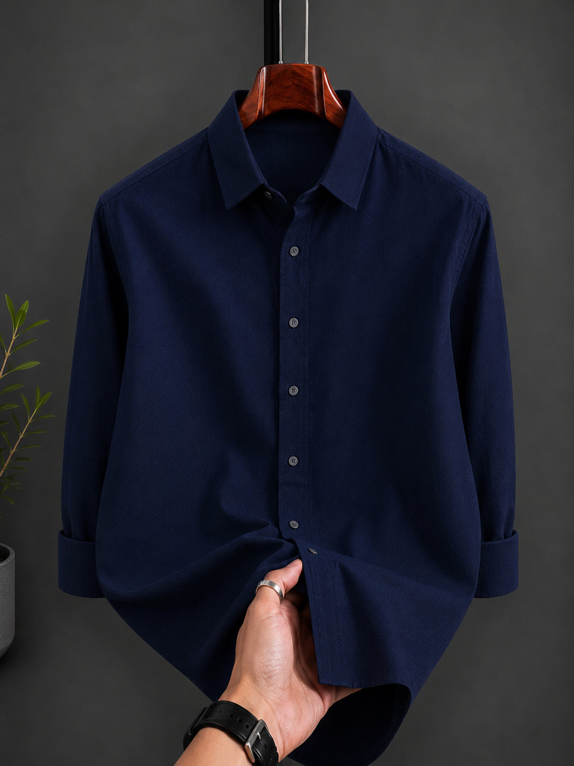 Image of BROCON Men Regular Fit Solid Spread Collar Casual Shirt