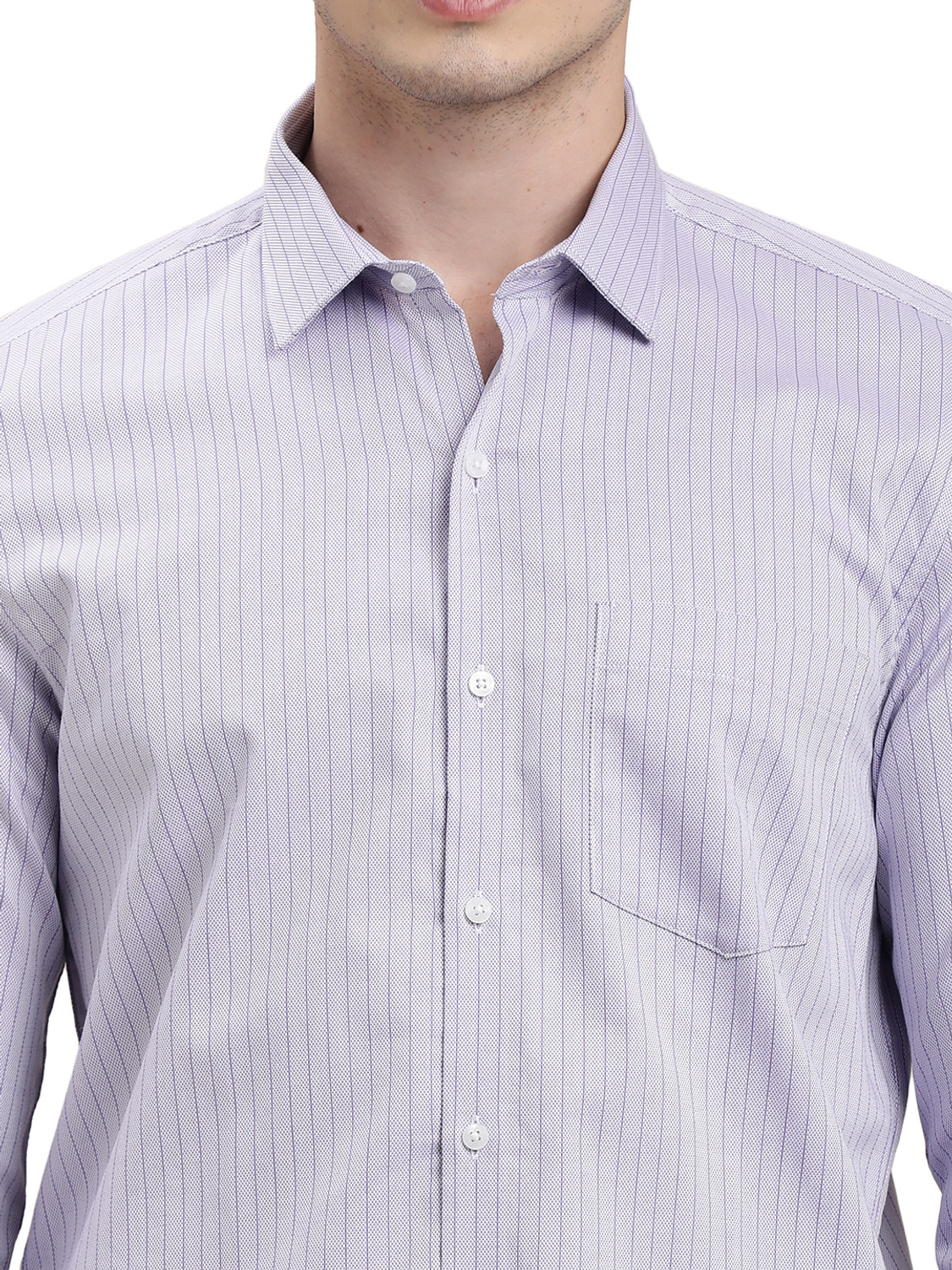 Image of TURTLE Men Striped Formal Purple Shirt