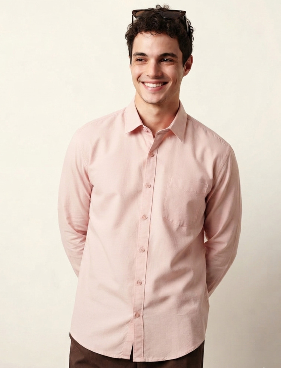 Image of Roadster Men Solid Casual Cream Shirt