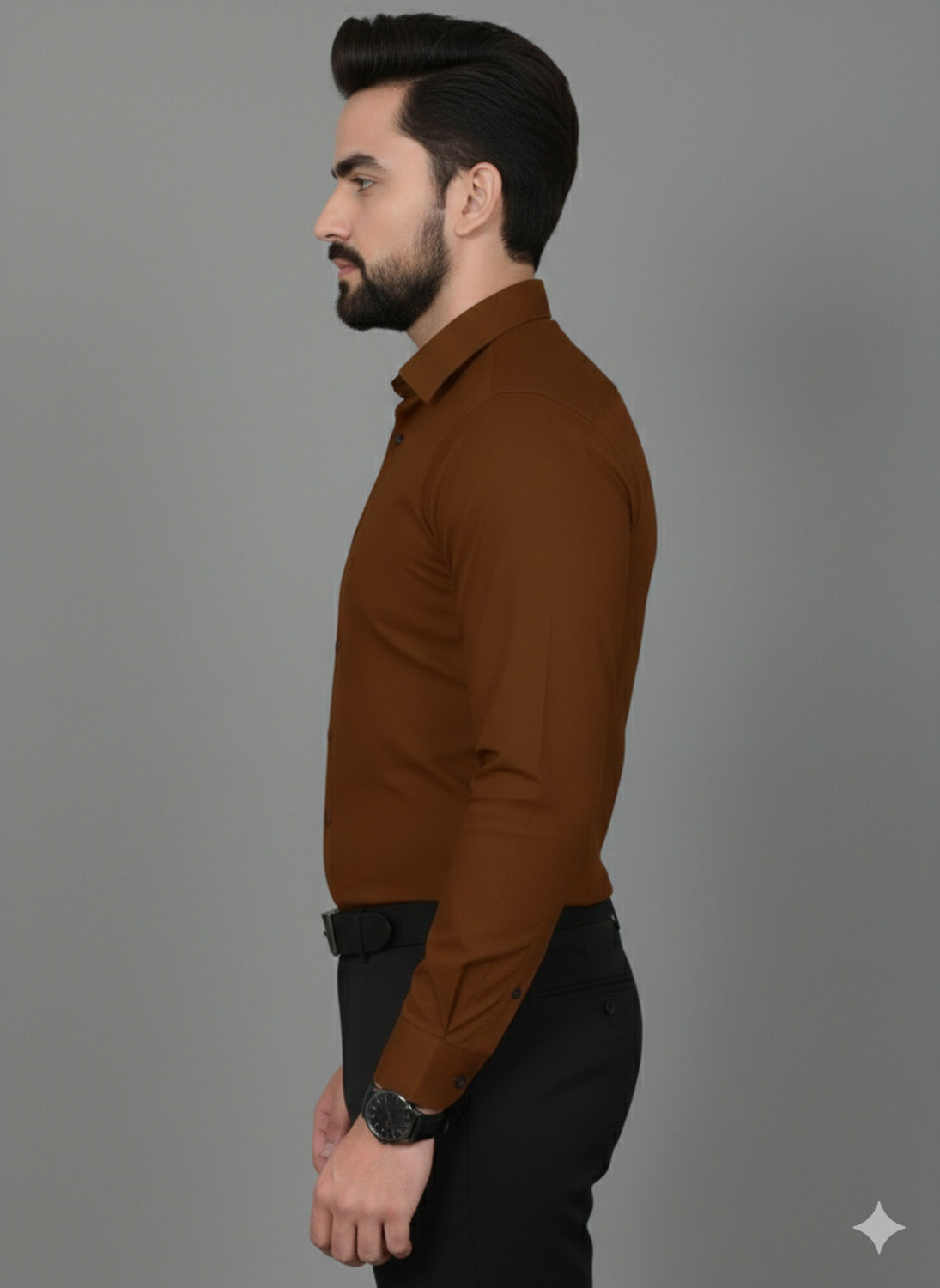 Image of CrisPet Men Solid Casual Brown Shirt
