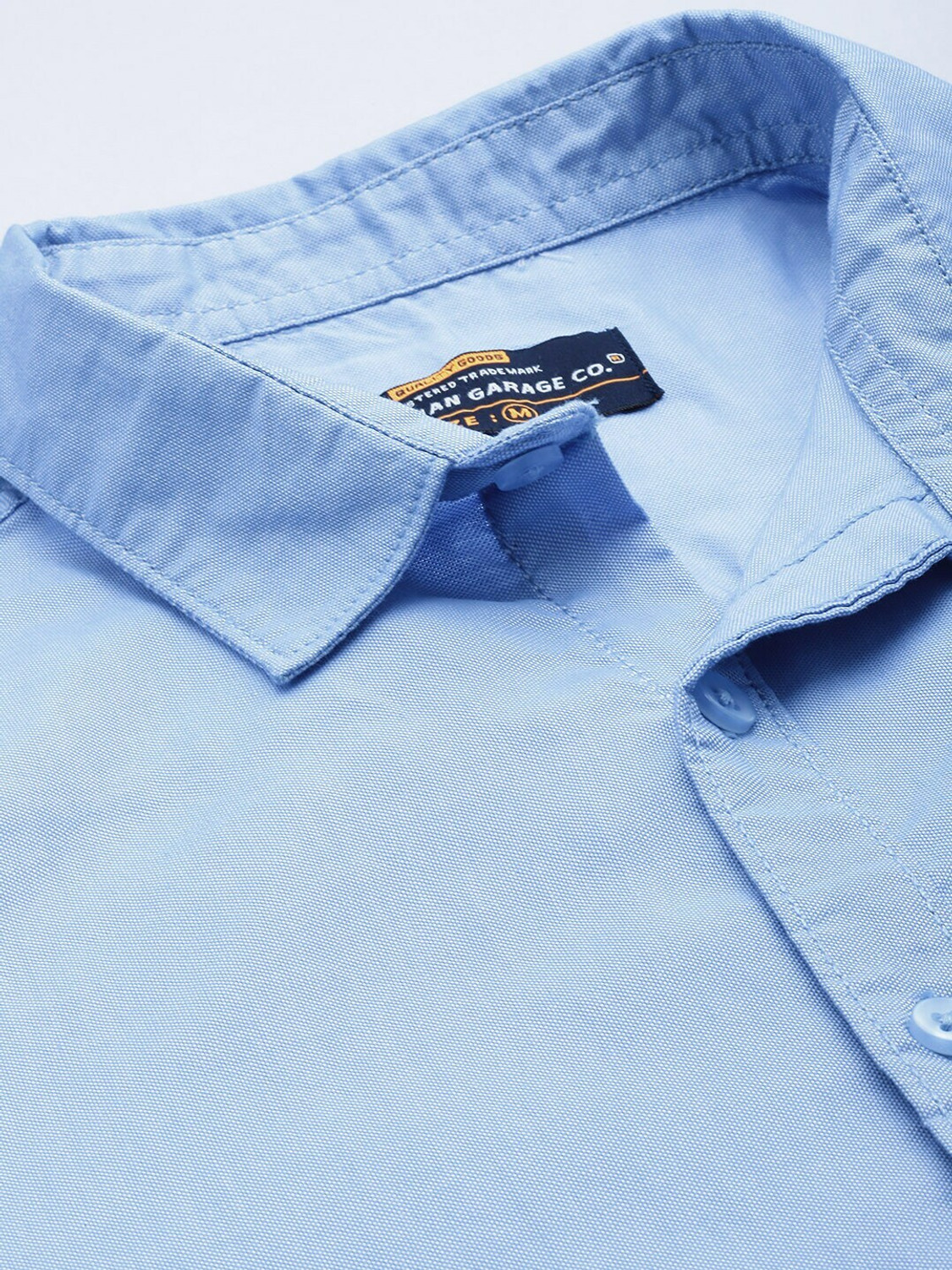 Image of The Indian Garage Co. Men Solid Formal Blue Shirt