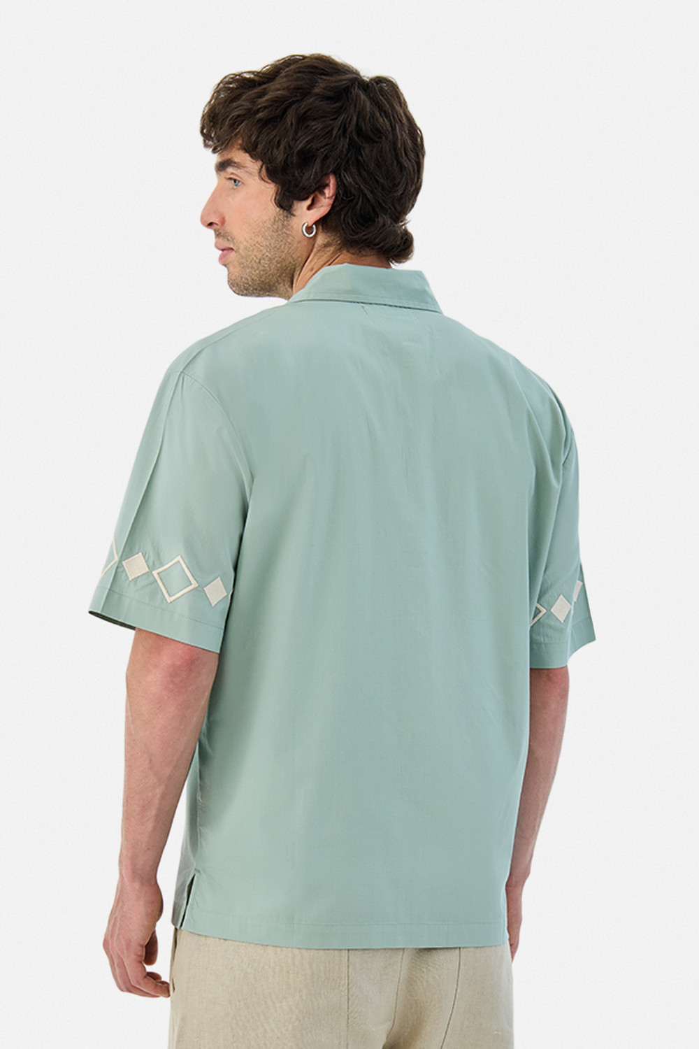 Image of Snitch Men Embroidered Casual Light Green Shirt