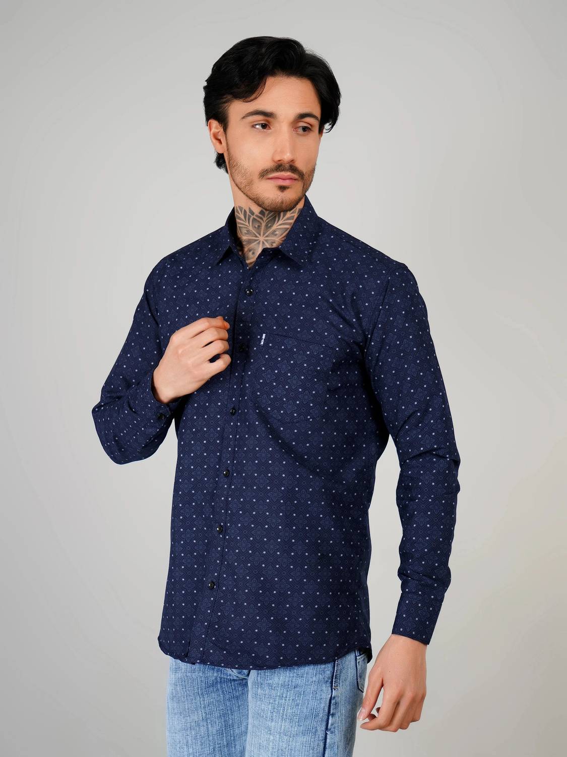 Erica Men Blue Printed Formal Shirt - Image 5