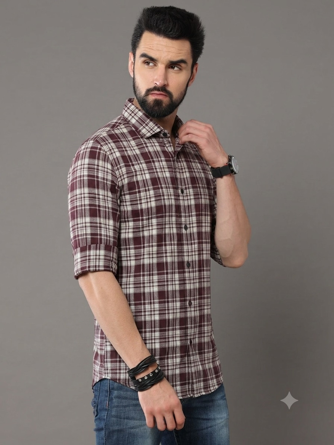 Image of METRONAUT Men Regular Fit Checkered Spread Collar Casual Shirt