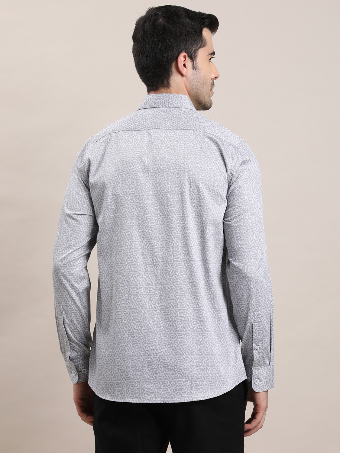 Image of TURTLE Men Printed Casual Grey Shirt