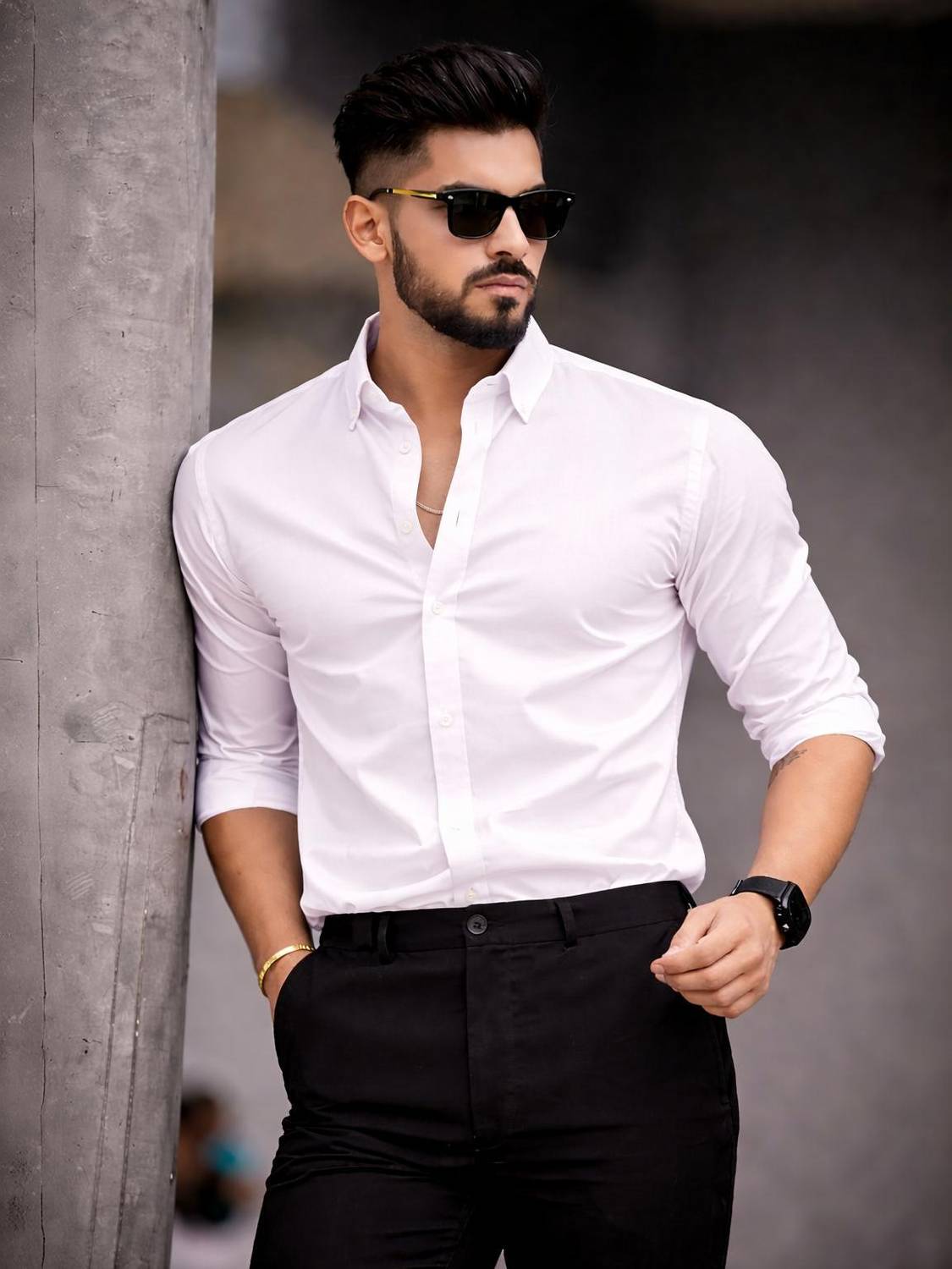 PRIVASTRAM Men Solid Casual White Shirt