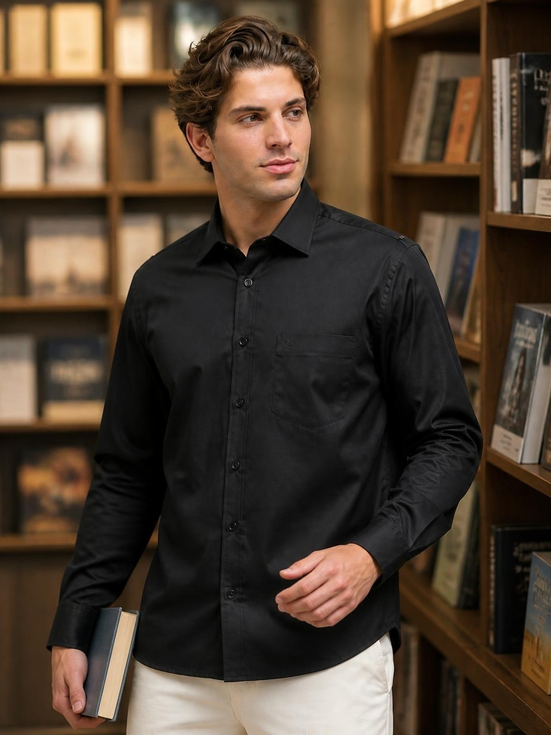 Image of PETER ENGLAND Men Slim Fit Solid Casual Shirt