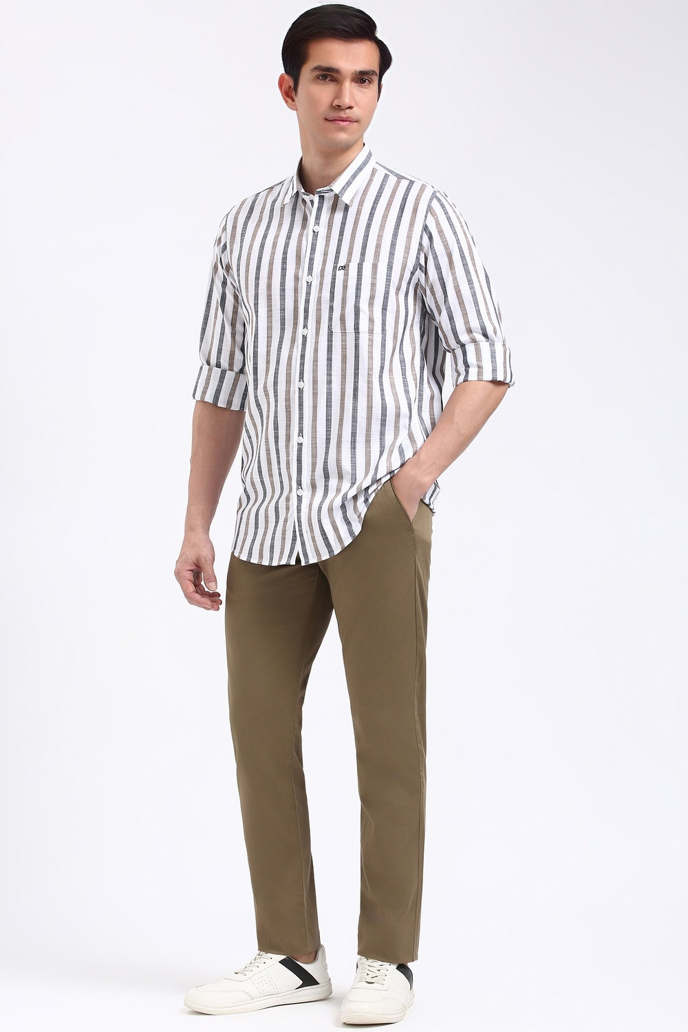 Image of PETER ENGLAND Men Striped Casual White Shirt