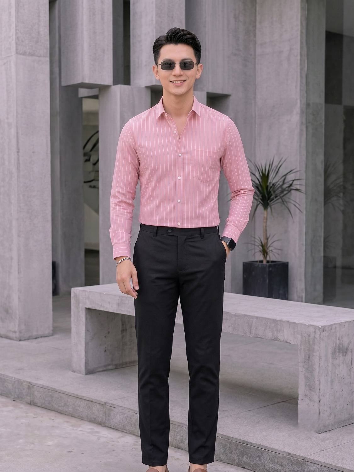 MILDIN Men Striped Grey Shirt - Image 5