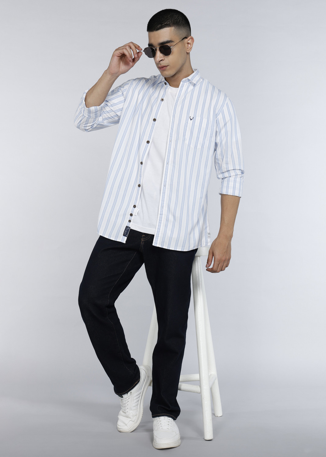 Image of Allen Solly Men Regular Fit Striped Casual Shirt