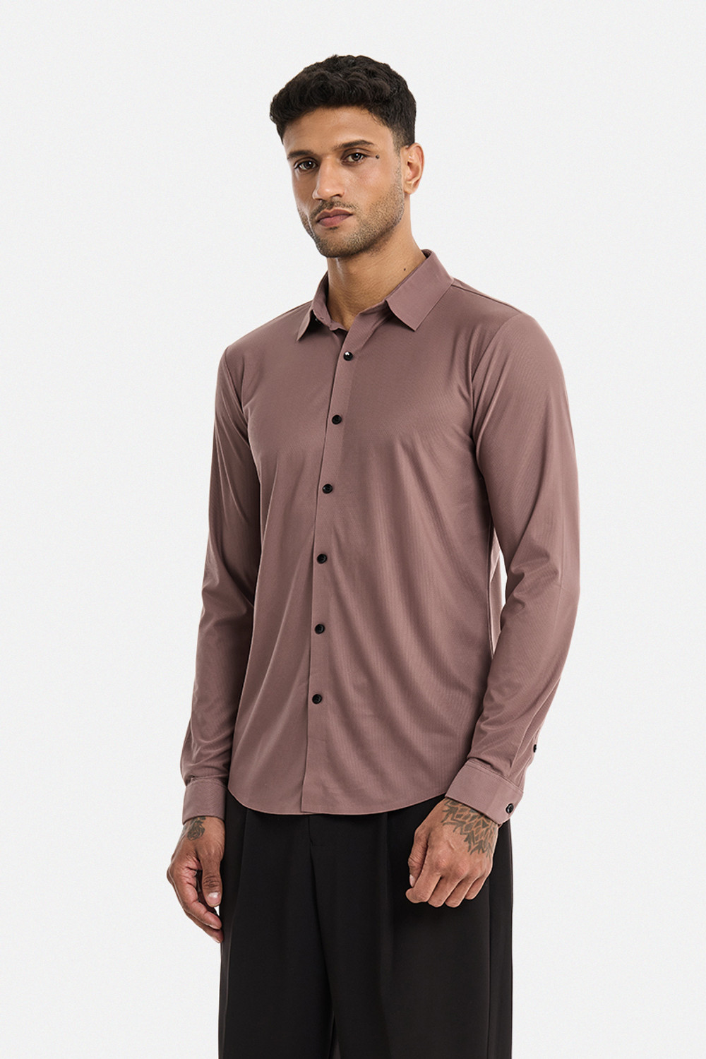 Image of Snitch Men Slim Fit Solid Spread Collar Casual Shirt