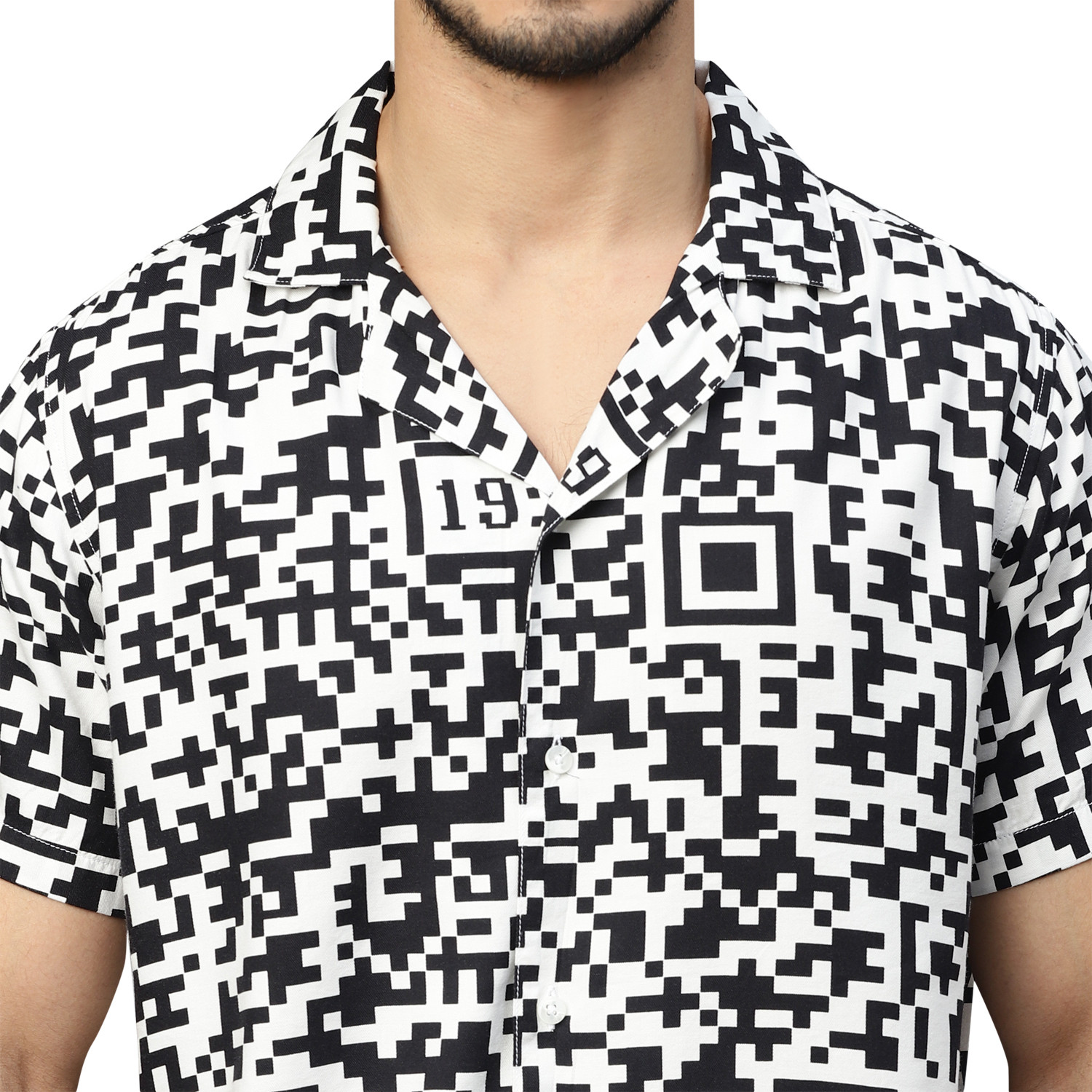 Image of ROYAL ENFIELD Men Printed Casual Black, White Shirt