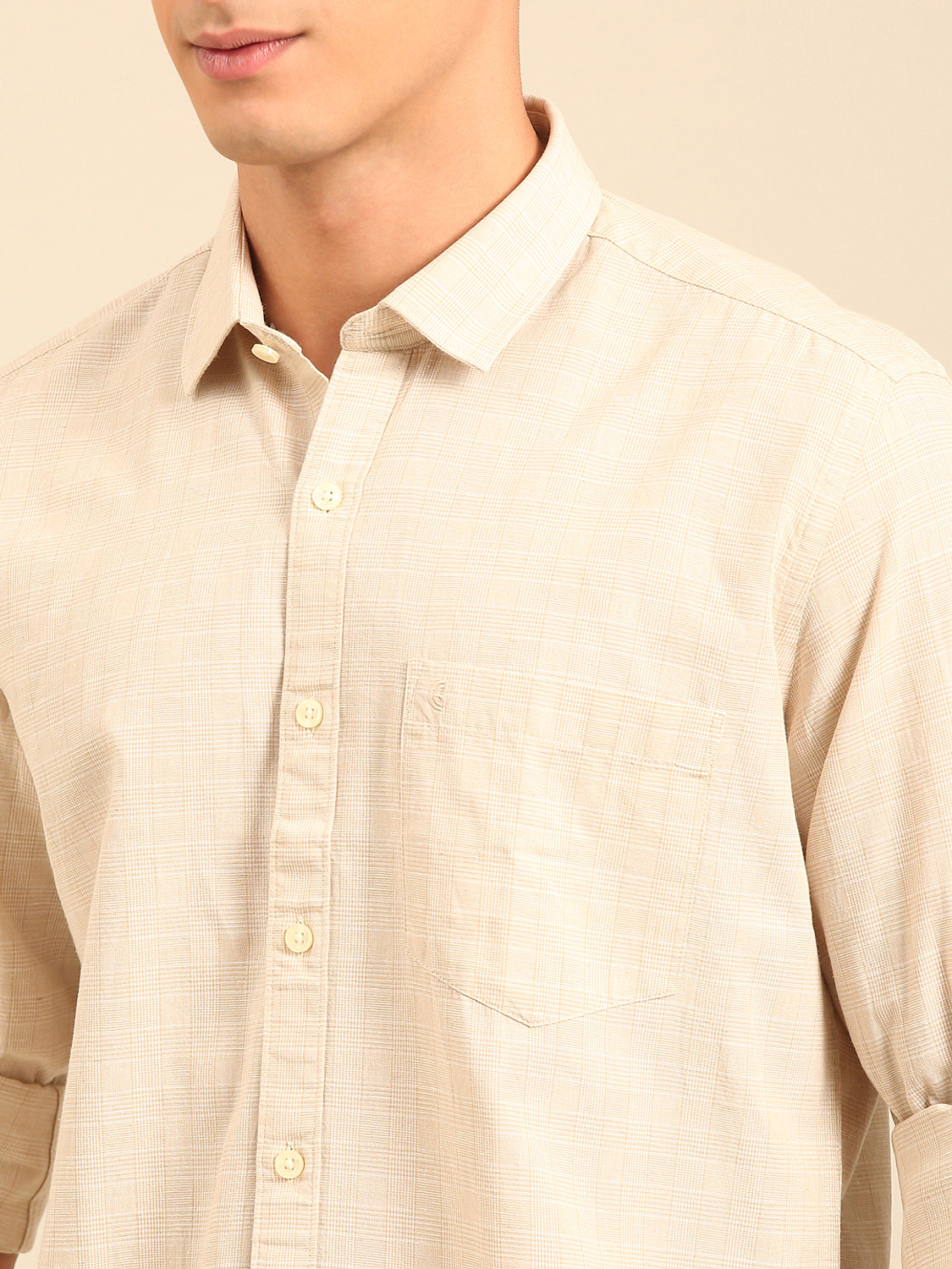 Image of CAVALLO BY LINEN CLUB Men Checkered Casual Brown Shirt