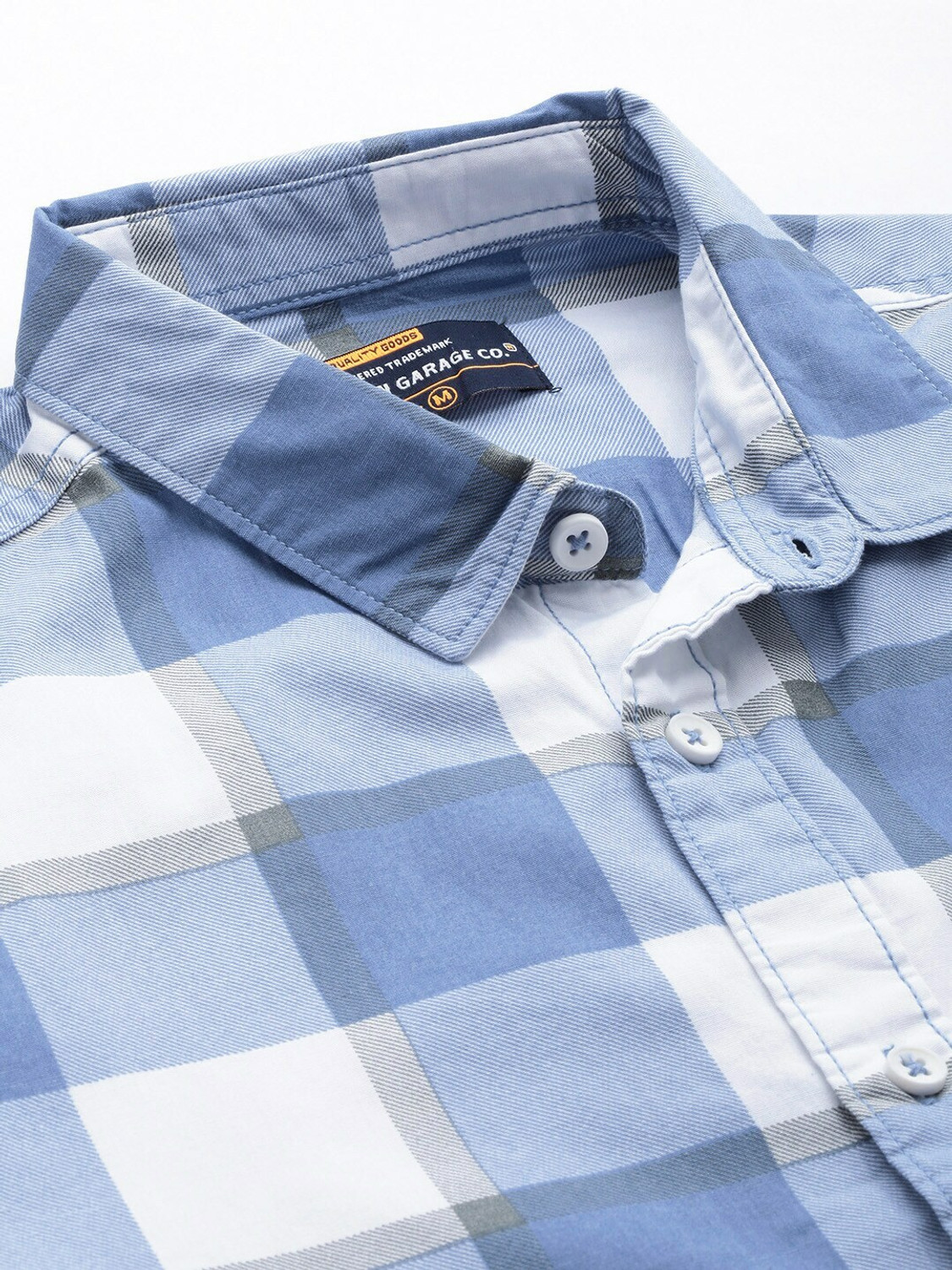 Image of The Indian Garage Co. Men Checkered Casual Blue Shirt
