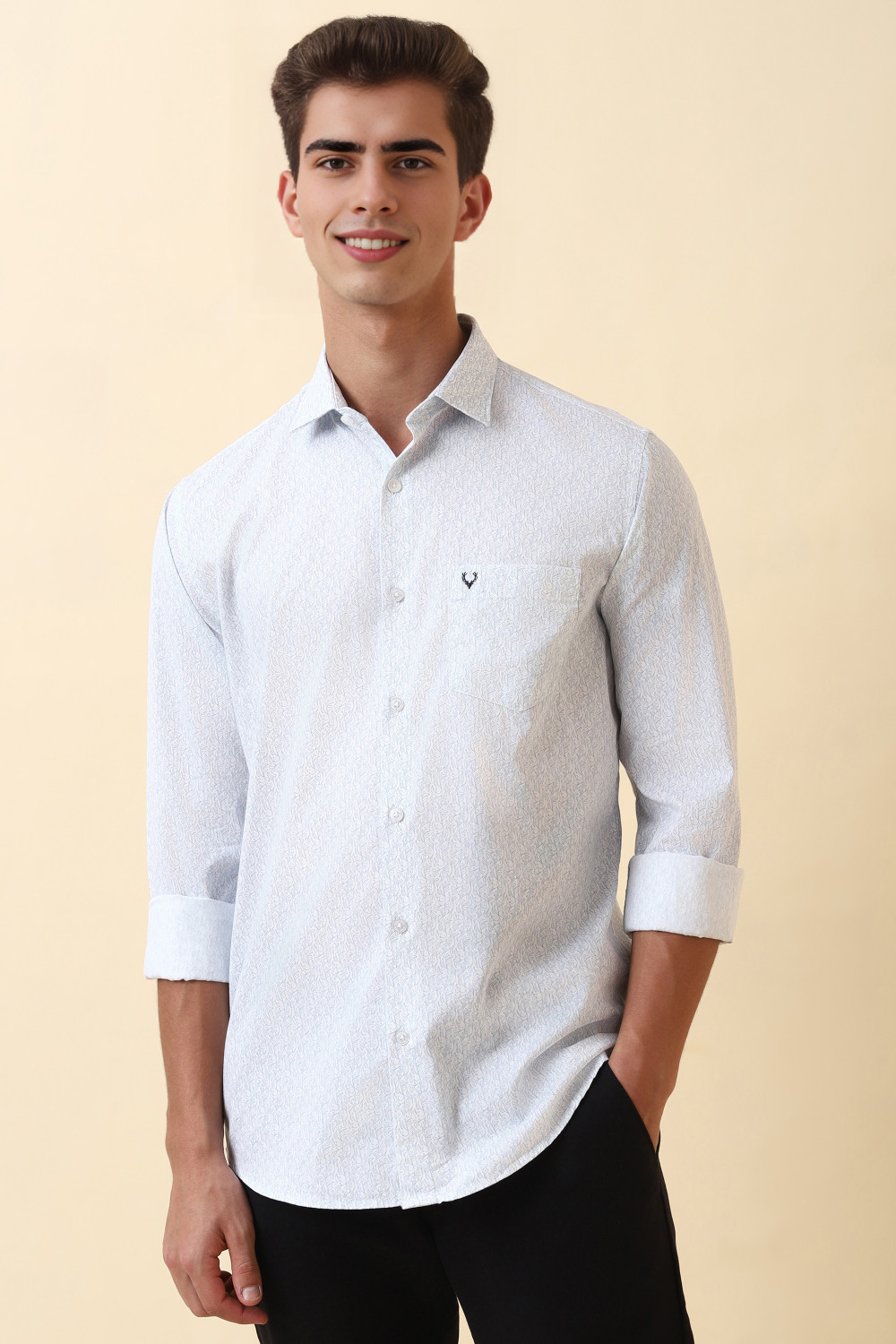 Image of Allen Solly Men Printed Casual White Shirt