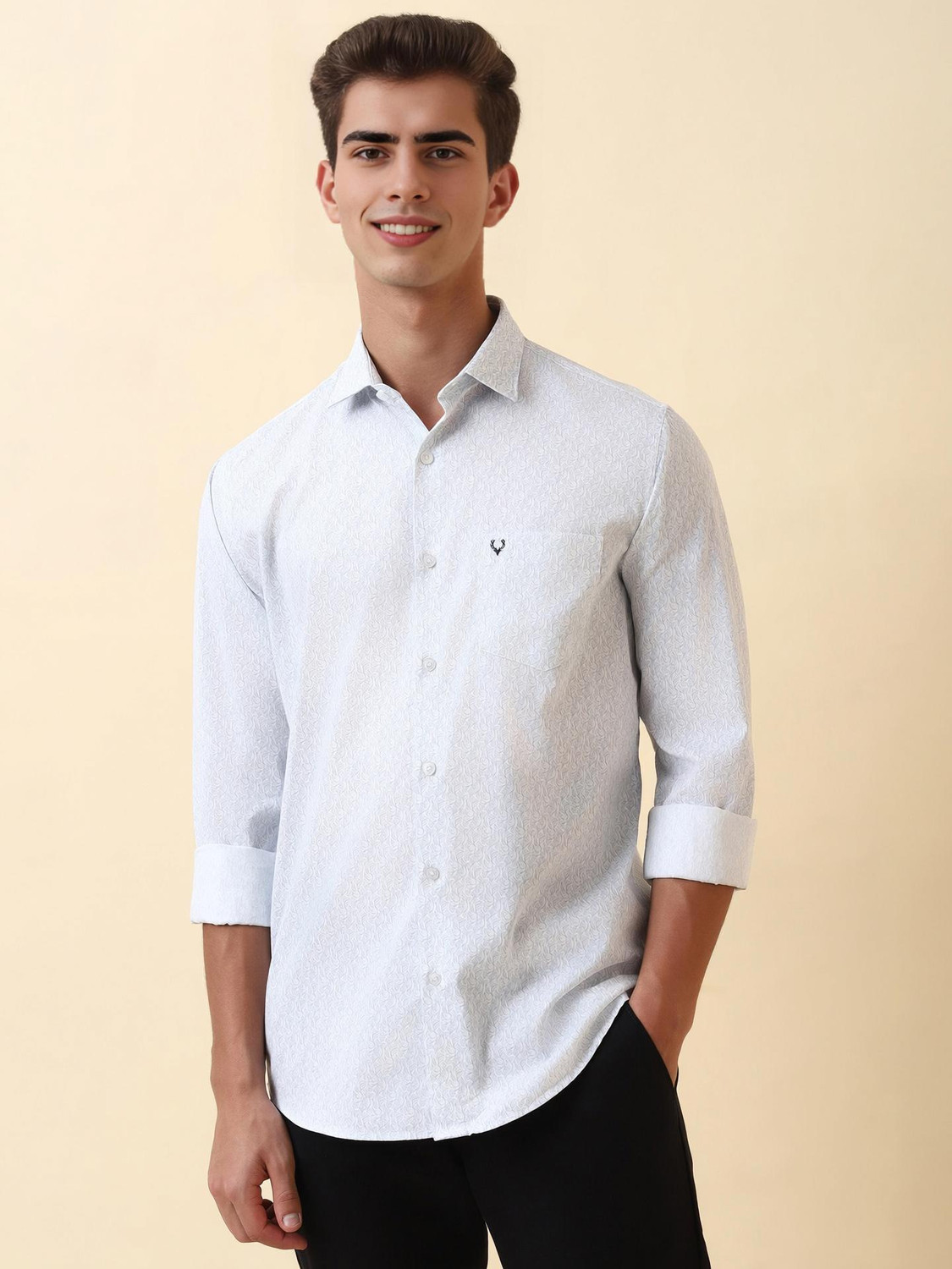 Image of Allen Solly Men Printed Casual White Shirt